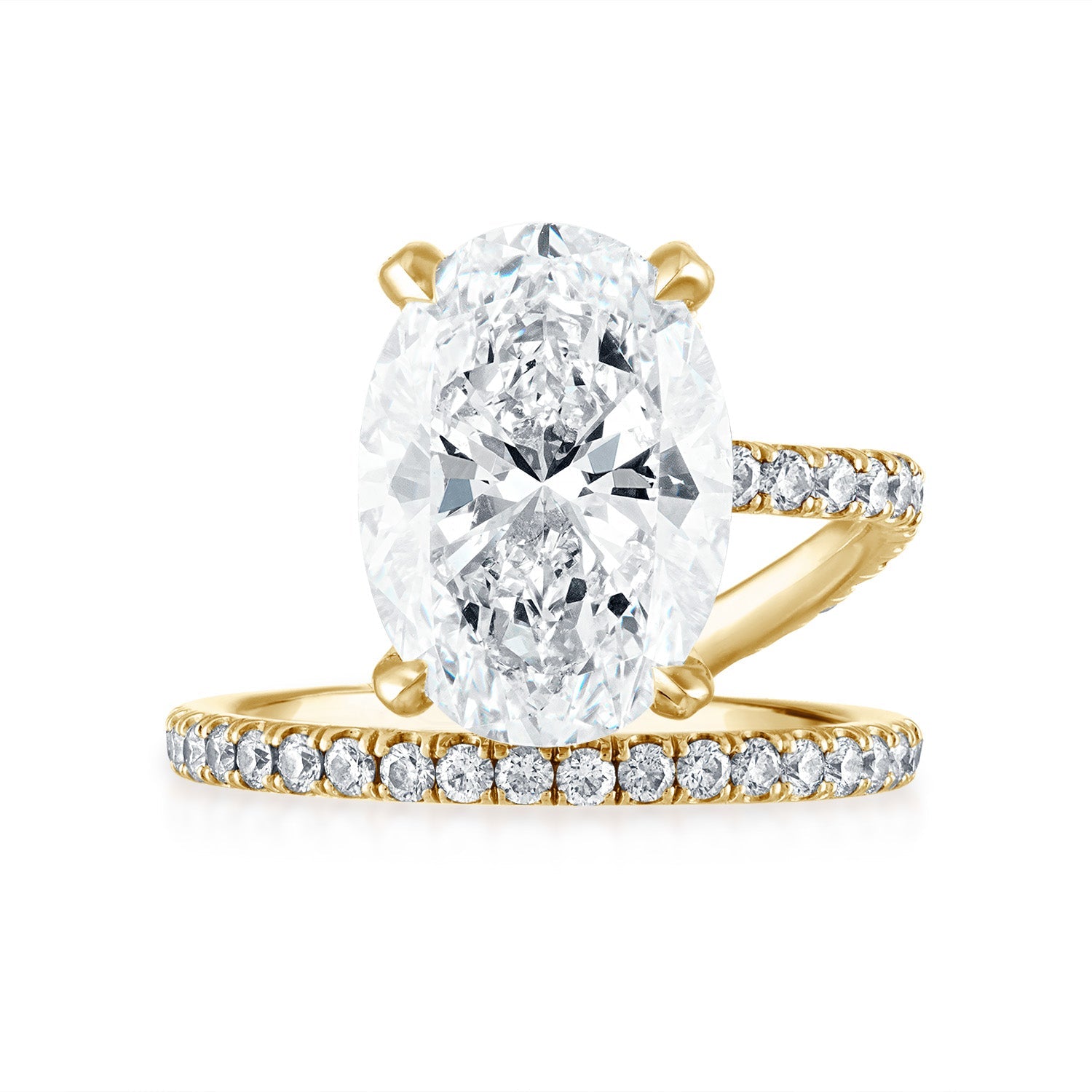 Oval Band and a Half Engagement Ring in Yellow Gold