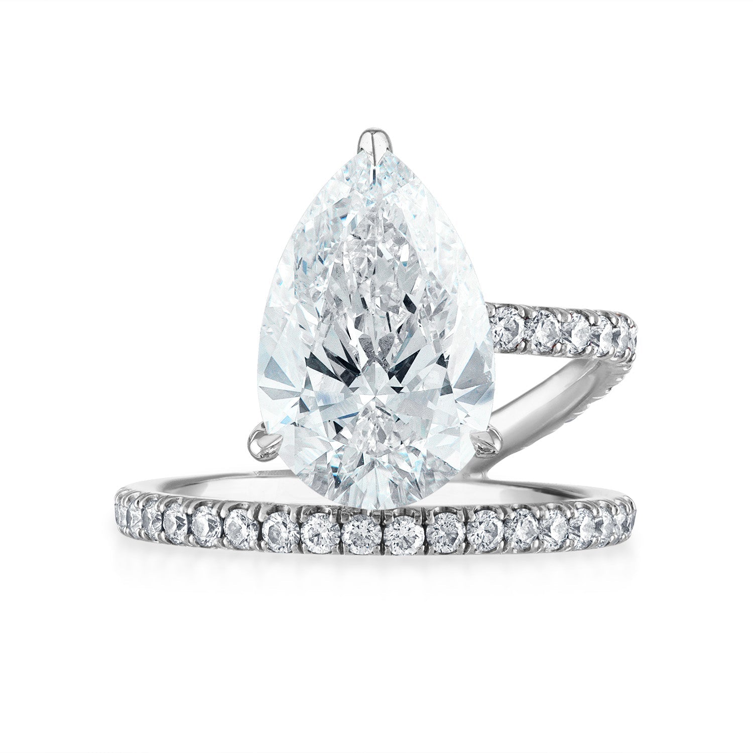 Pear Band and a Half Engagement Ring in Platinum