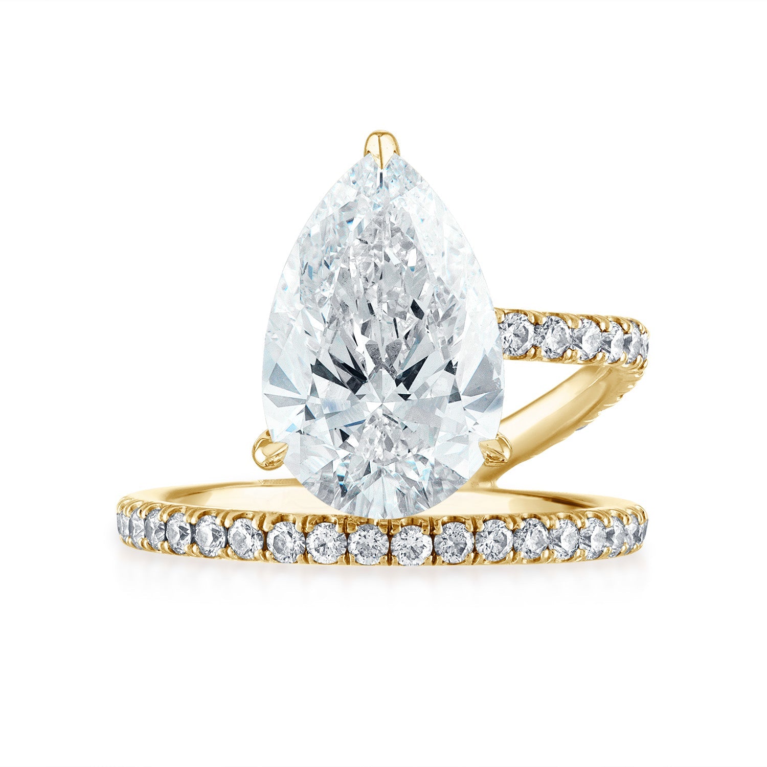 Pear Band and a Half Engagement Ring in Yellow Gold