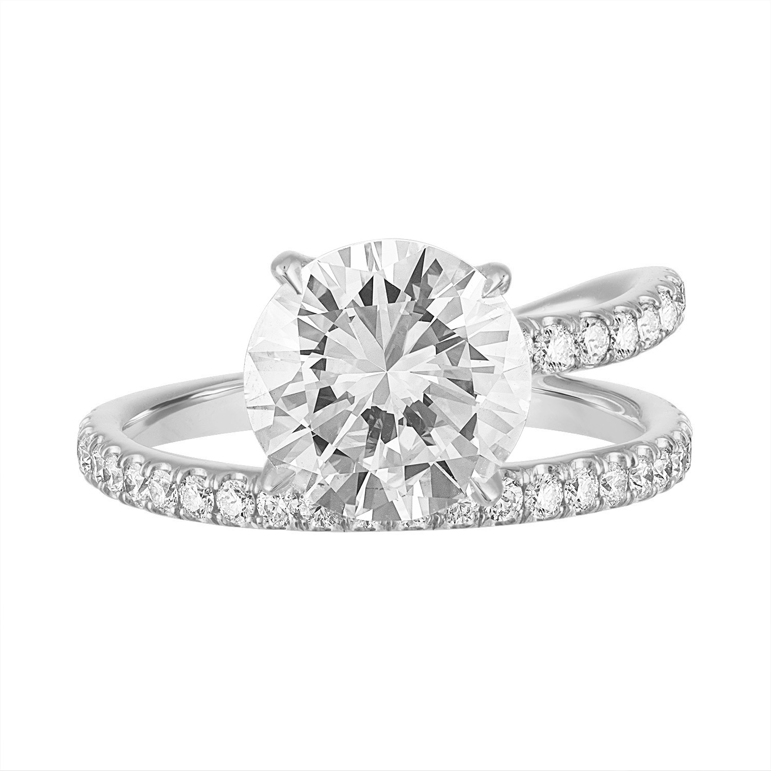 Round Band and a Half Engagement Ring in Platinum