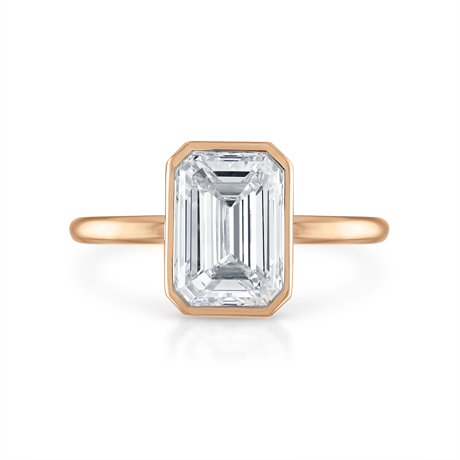 Emerald Bezel Engagement Ring in Rose Gold