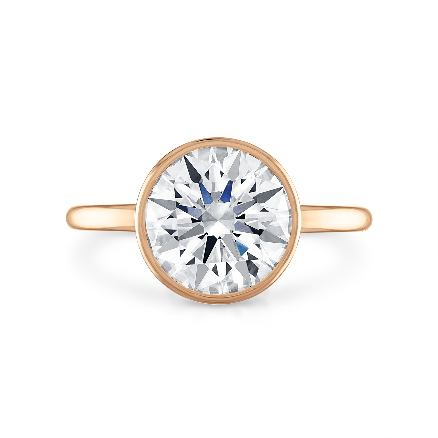 Round Bezel Engagement Ring in Rose Gold