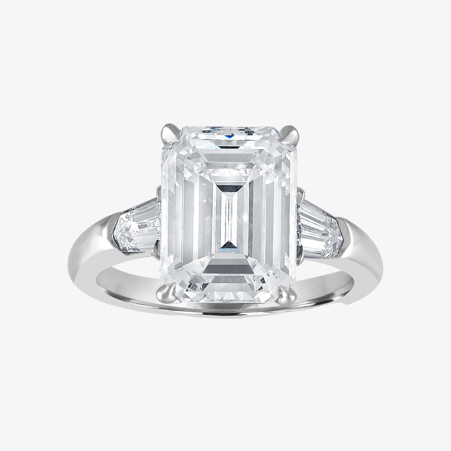 Engagement Ring Setting with Bullet Side Stones Platinum Emerald