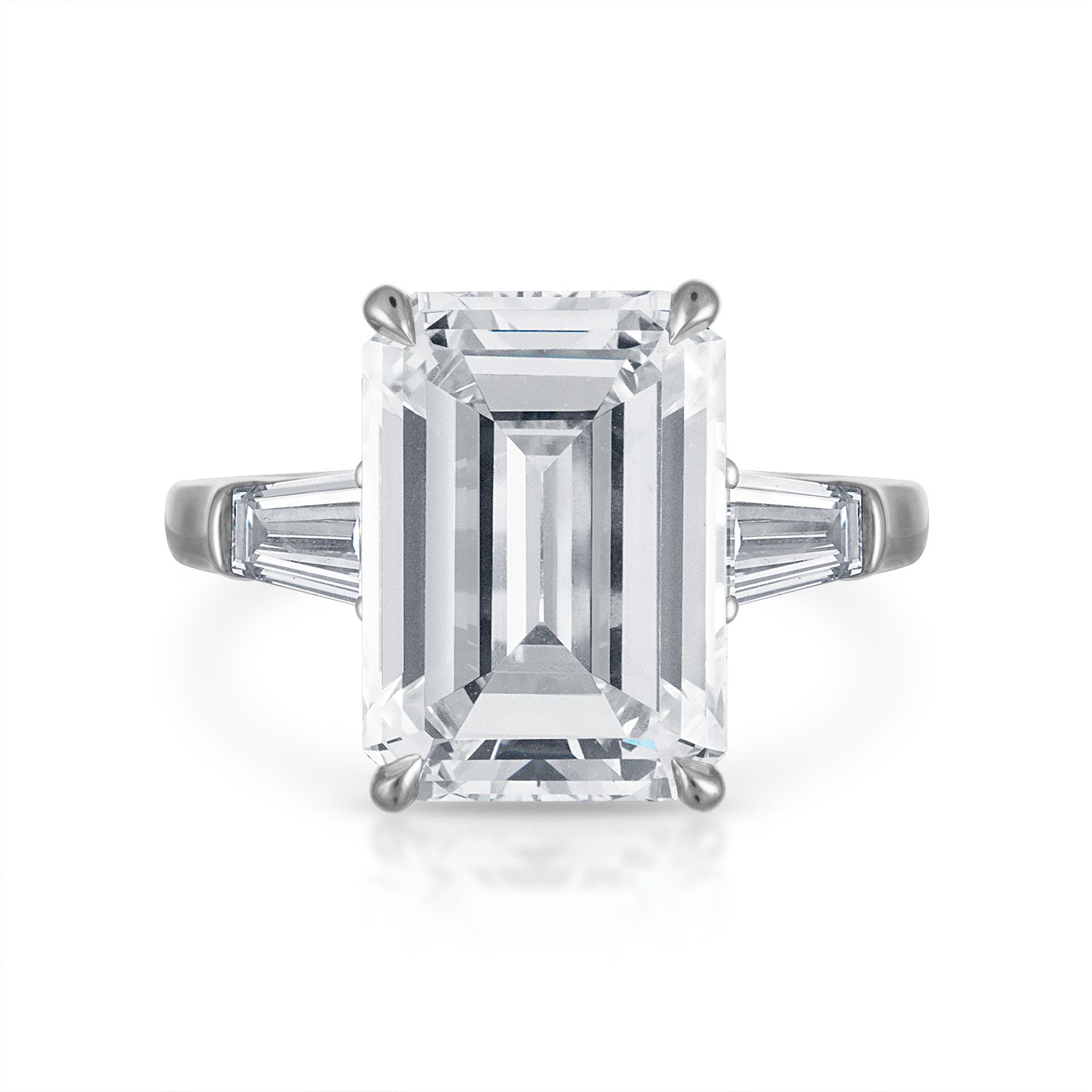 Engagement Ring Setting with Baguette Side Stones Platinum Emerald