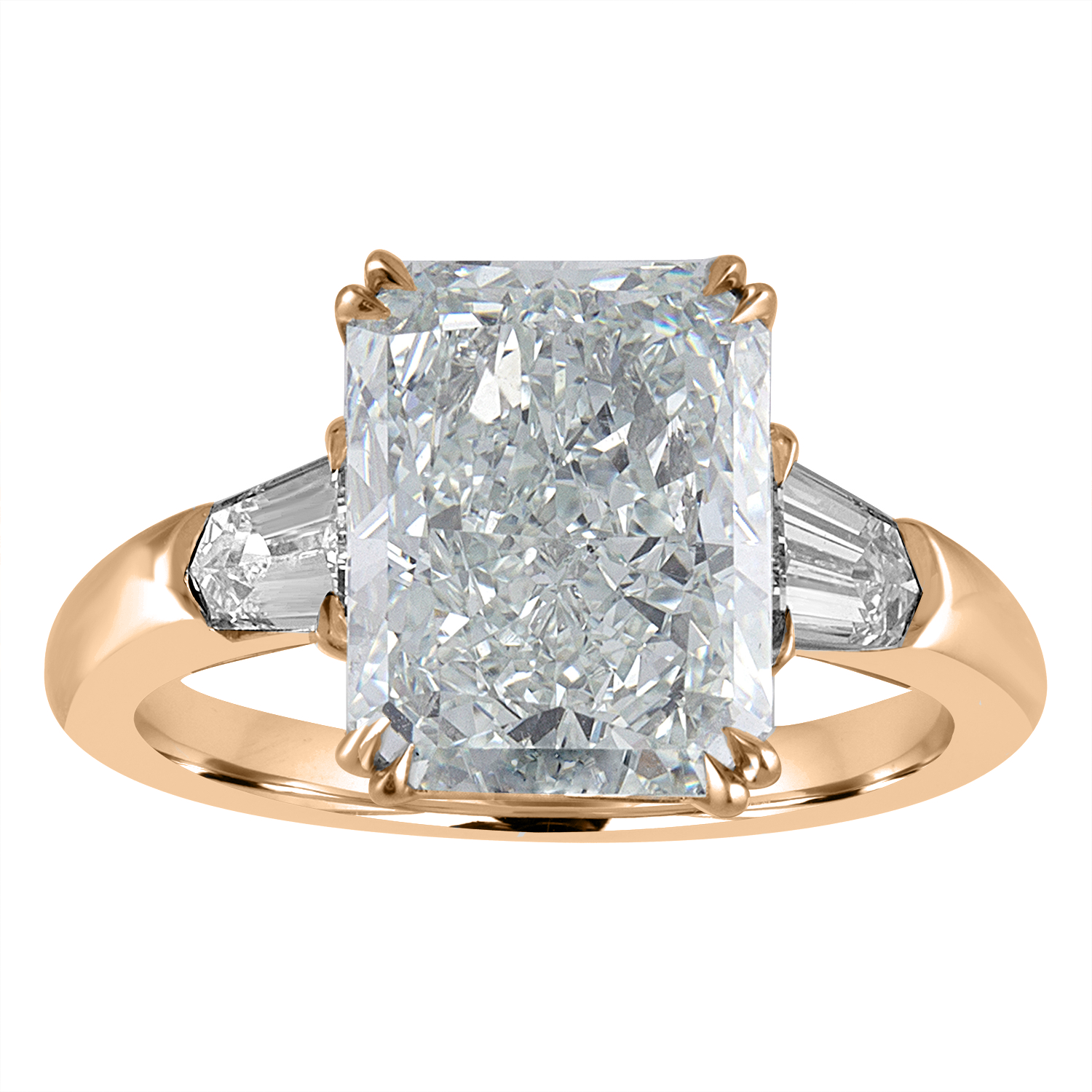 Engagement Ring Setting with Bullet Side Stones 14K Rose Gold Radiant