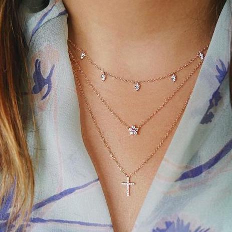 Token Diamond Cross Necklace