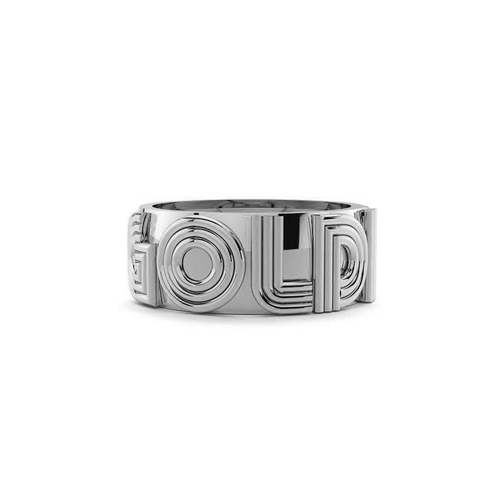 Custom Cigar Band Ring in White Gold