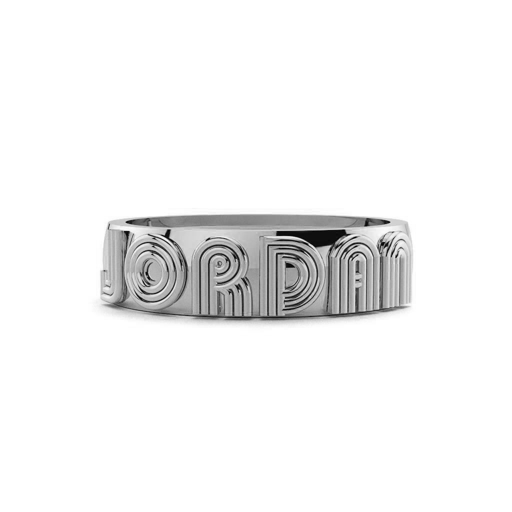 Custom Cigar Band Ring in White Gold