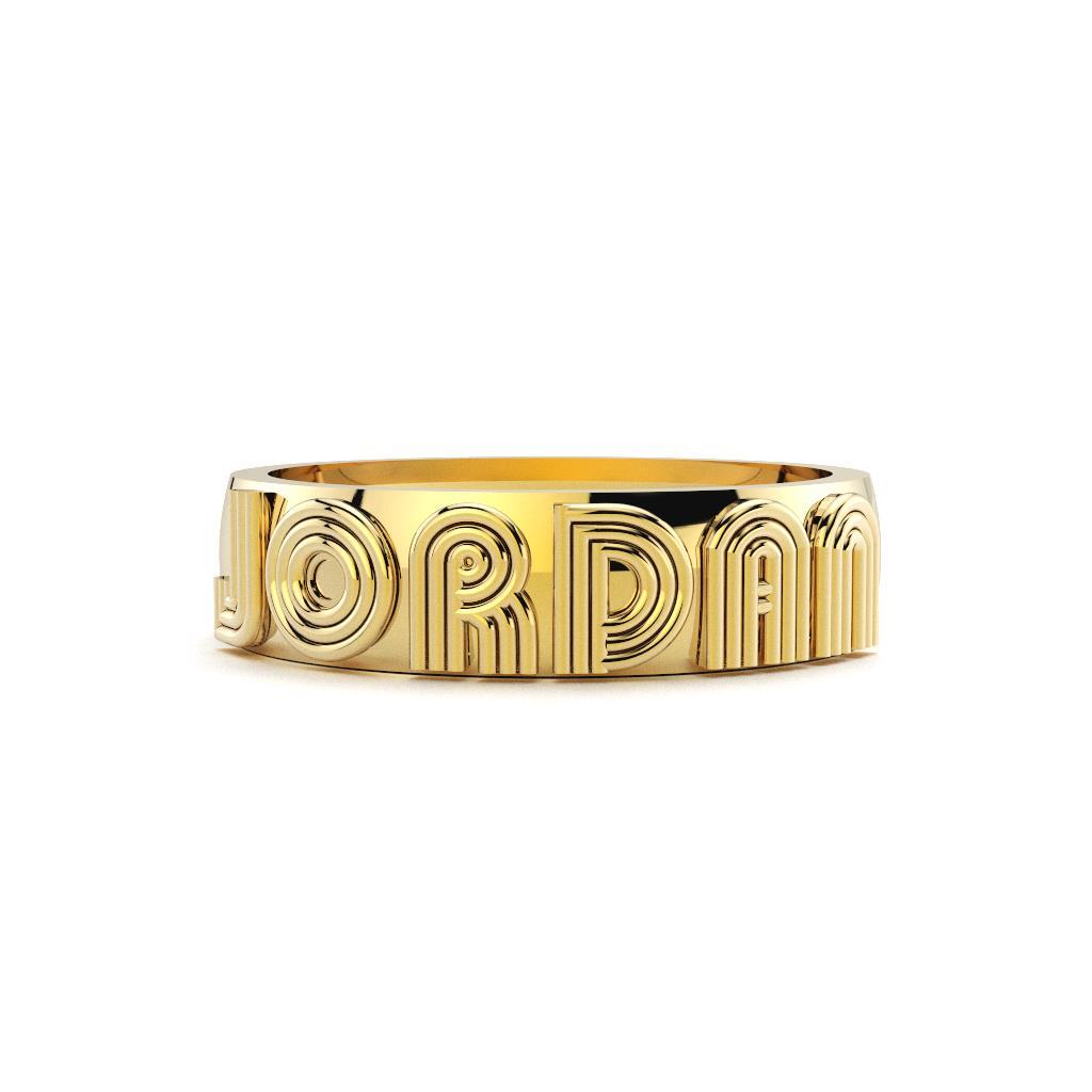 Custom Cigar Band Ring in Yellow Gold