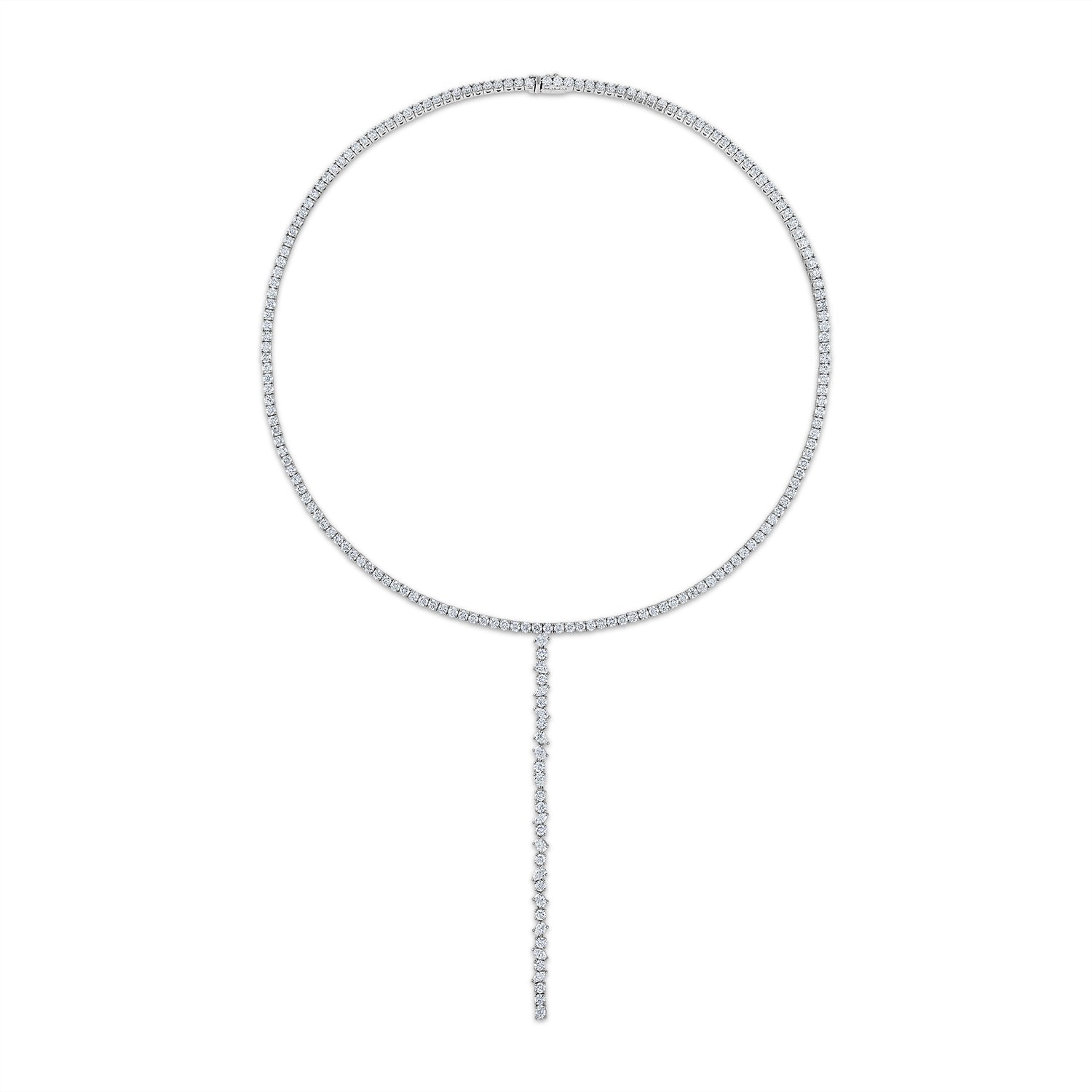 Diamond Tennis Necklace with Detachable Drop in White Gold