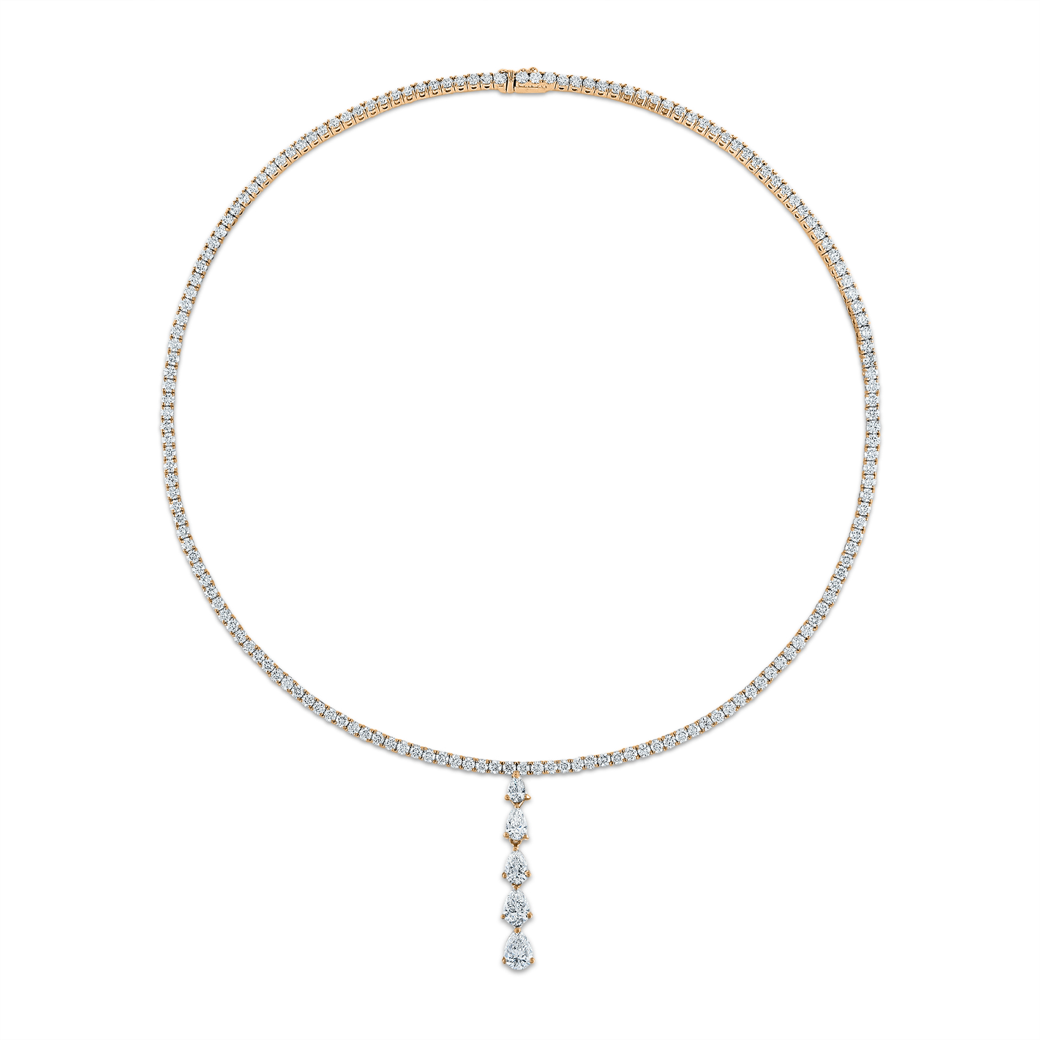 Diamond Tennis Necklace with Detachable Drop in Rose Gold
