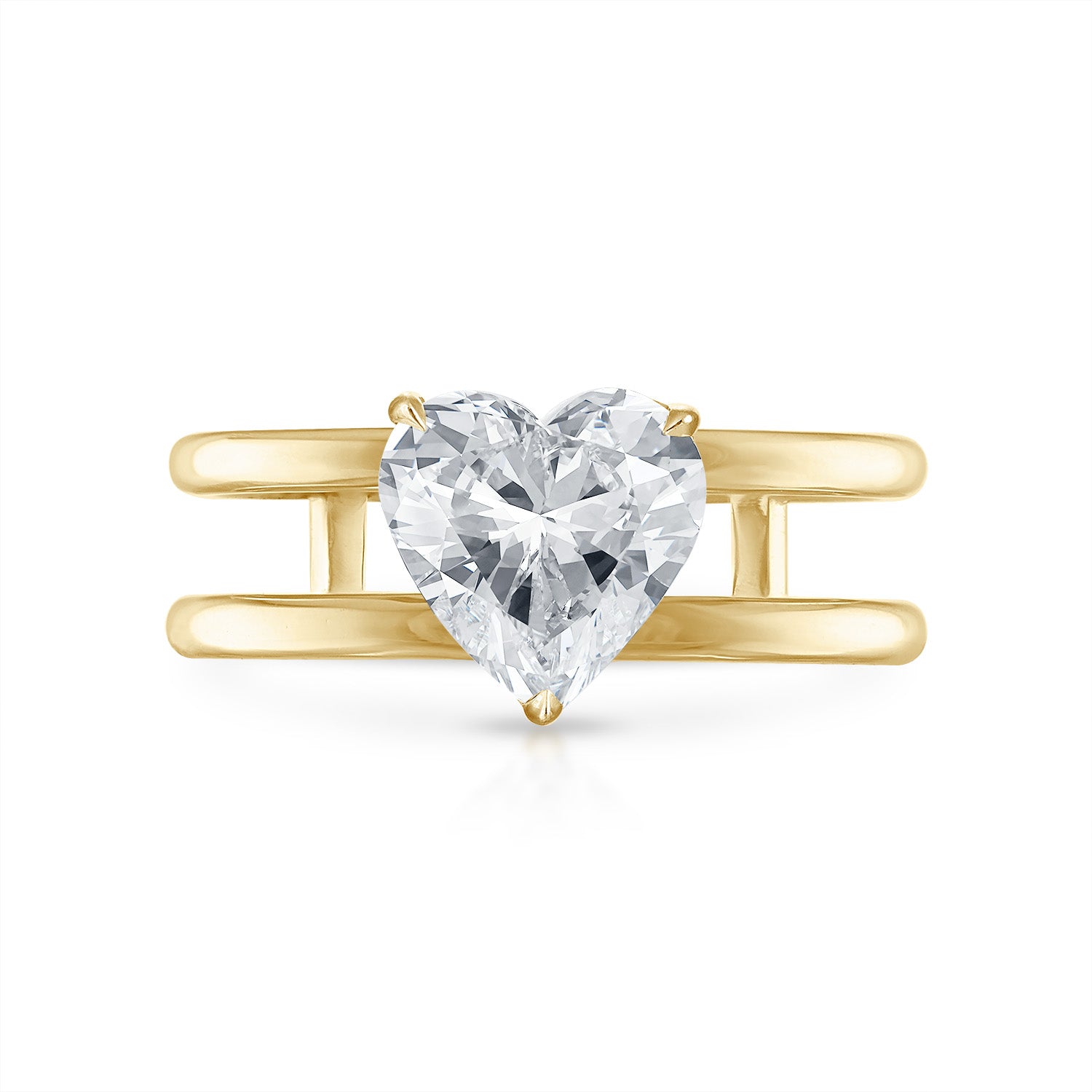 Heart Double Band Engagement Ring in Yellow Gold