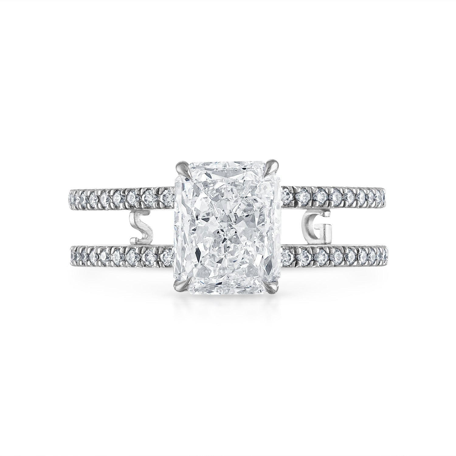 Double Pave Band Engagement Ring