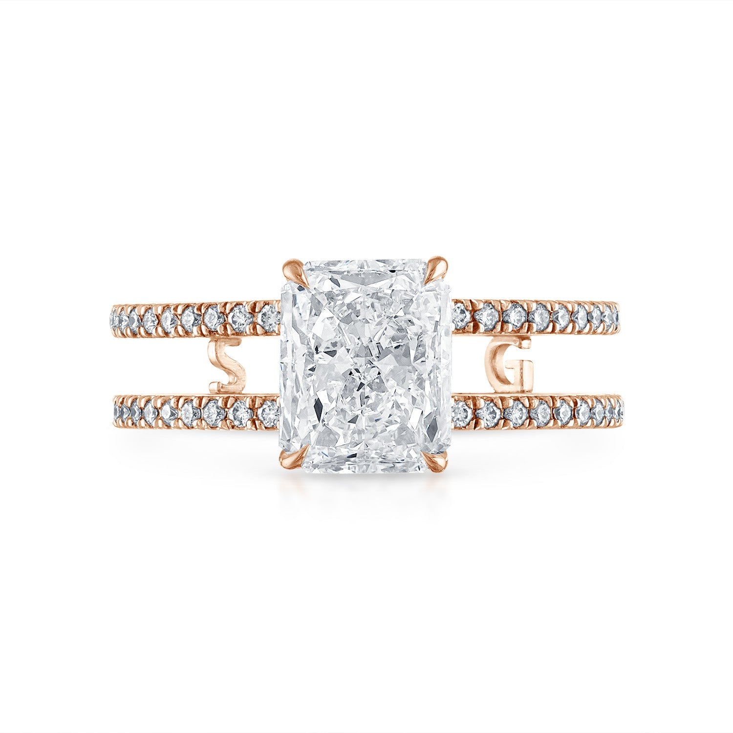Double Pave Band Engagement Ring