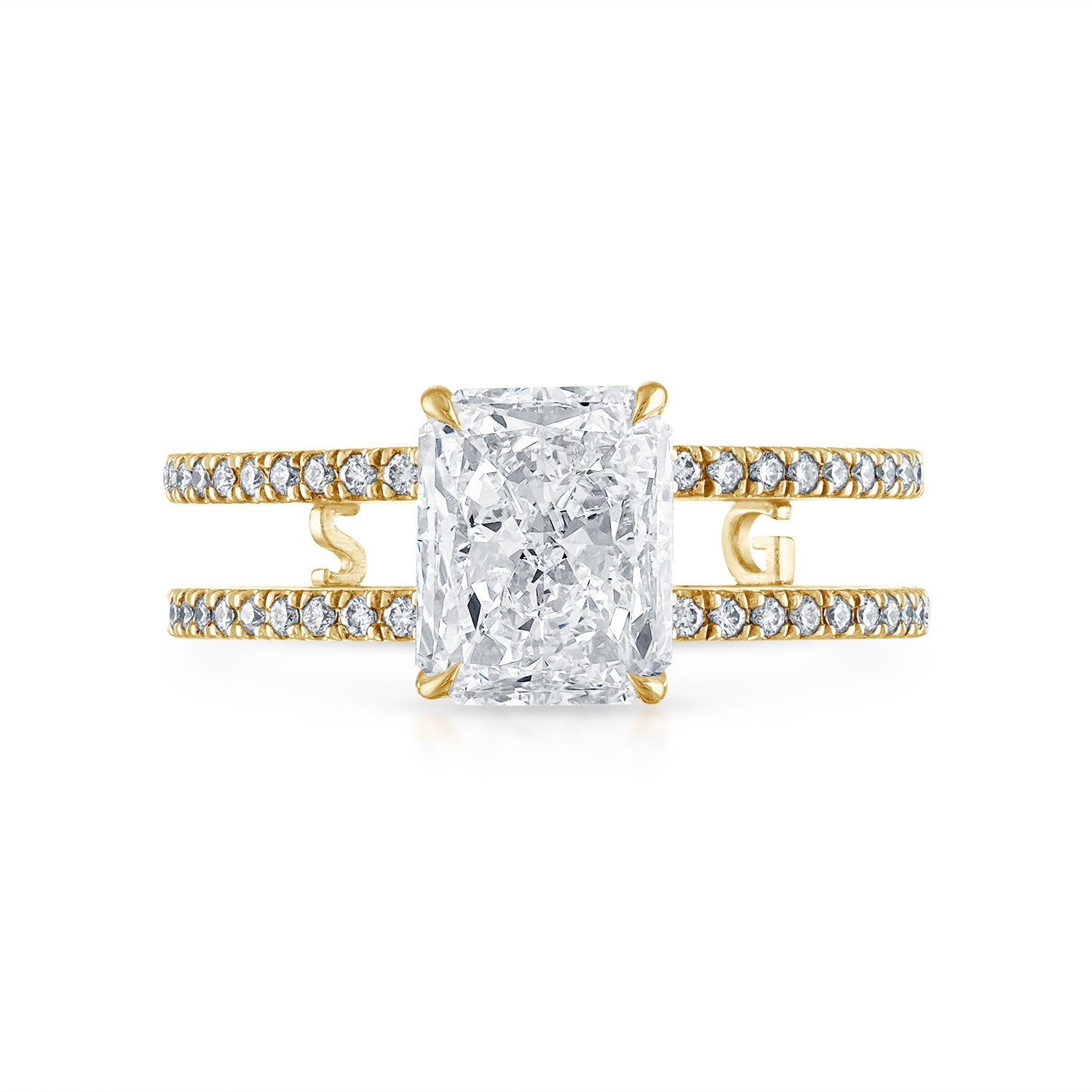 Double Pave Band Engagement Ring