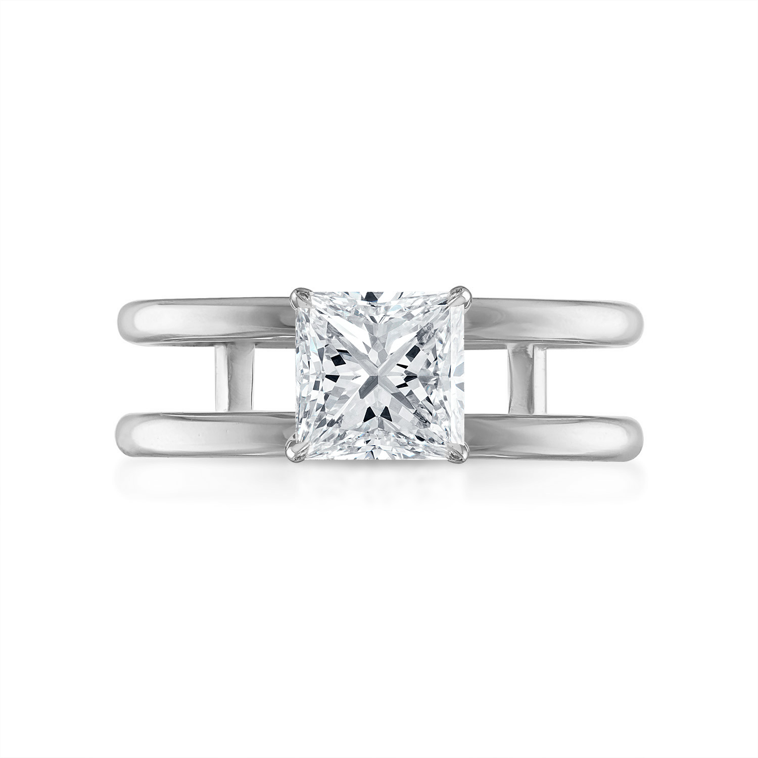 Princess Double Band Engagement Ring in Platinum