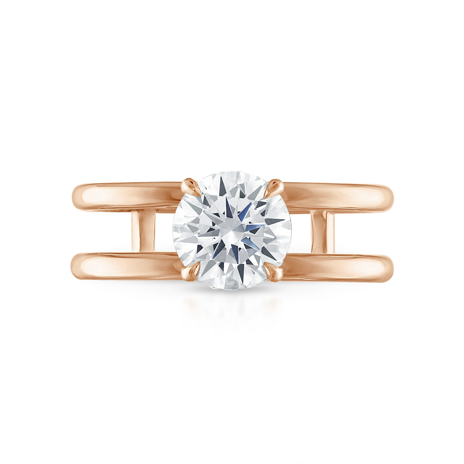 Round Double Band Engagement Ring in Rose Gold