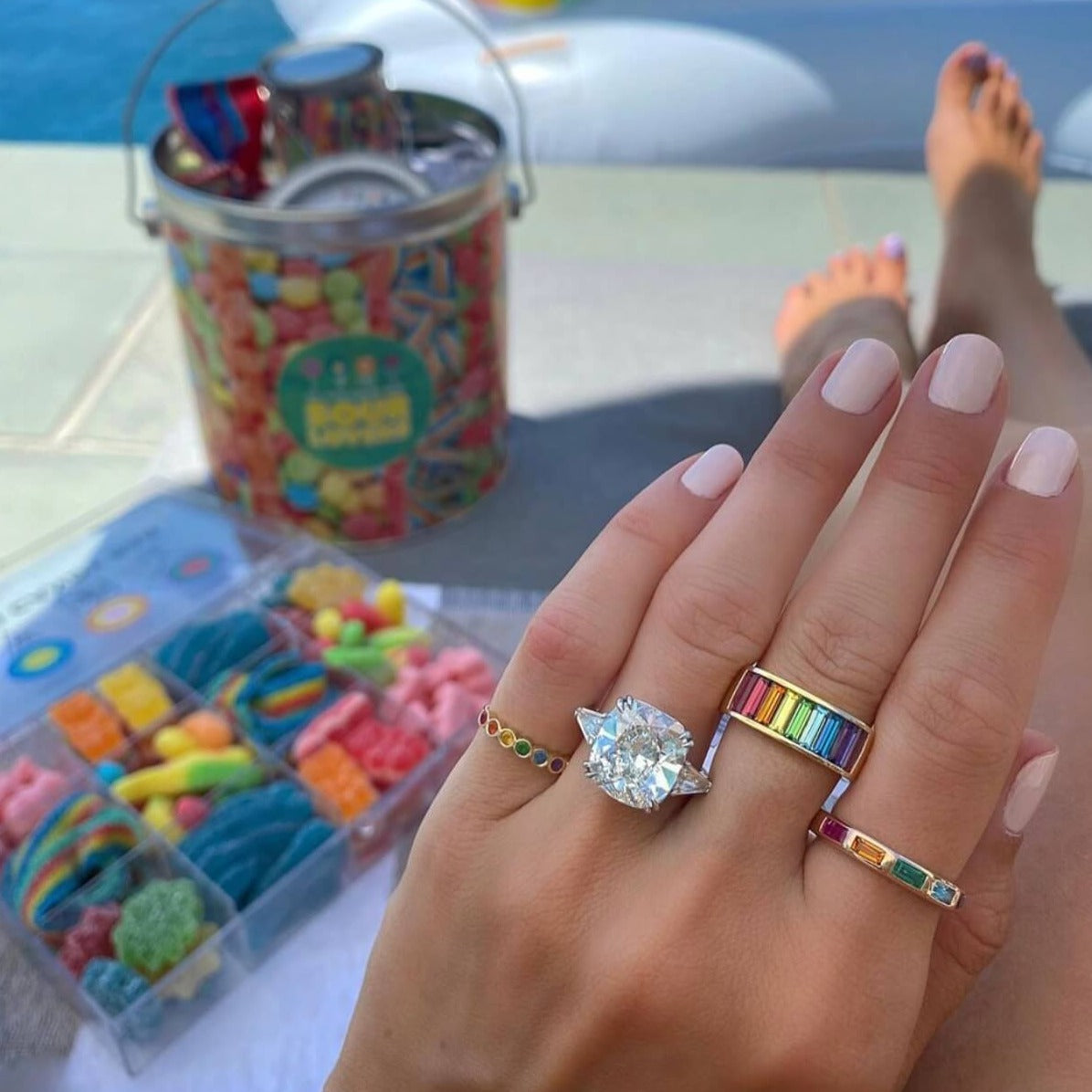 Medium Square Cirque Rainbow Band with Baguettes
