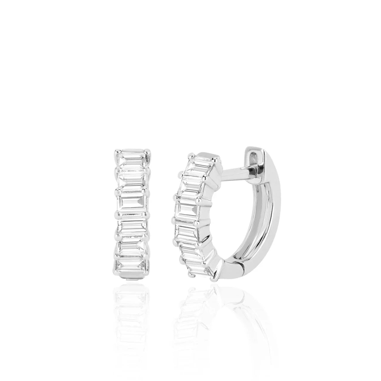 Diamond baguette huggie earrings discount