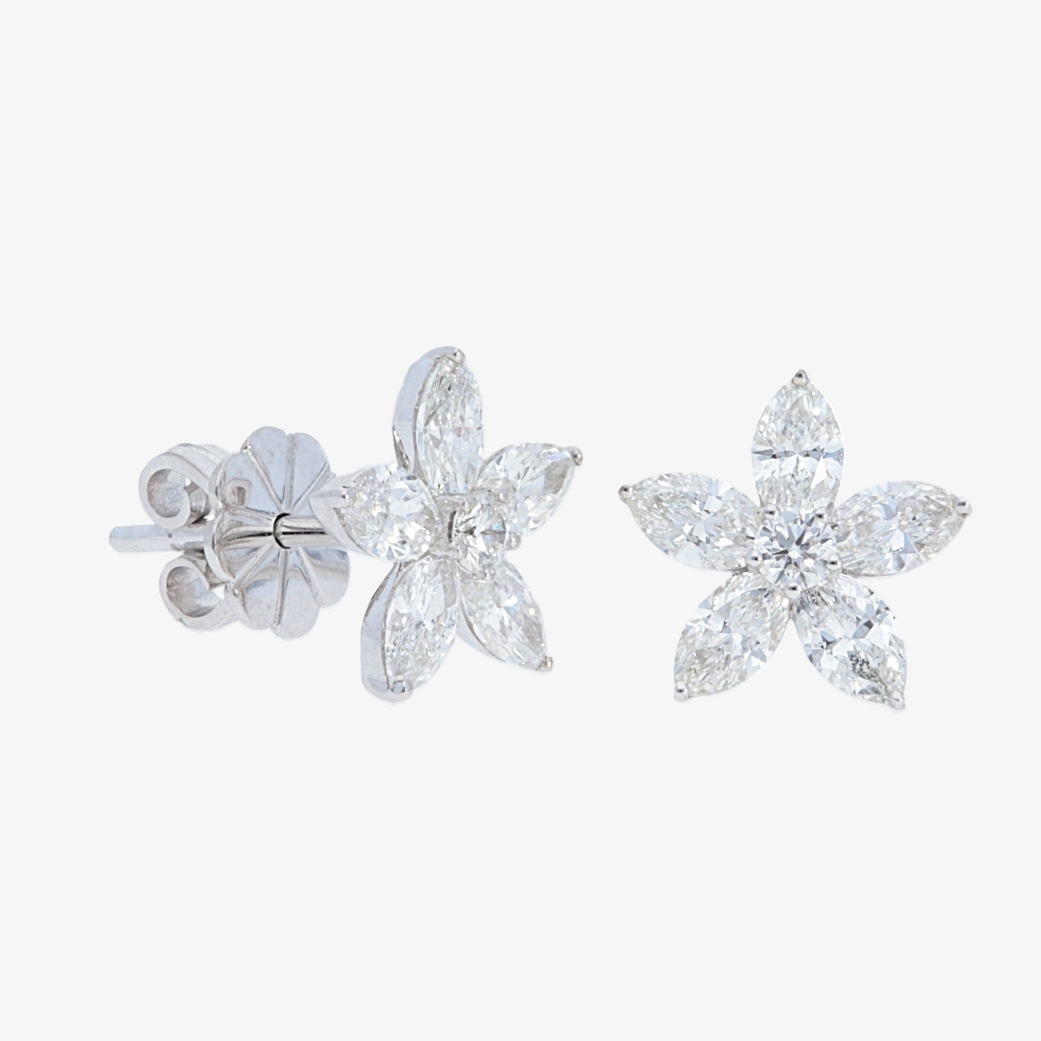 Marquise Diamond Flower Earrings