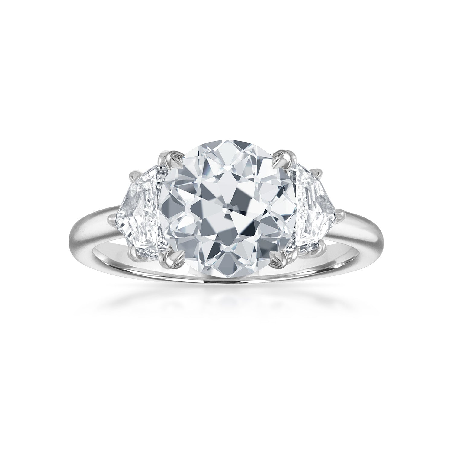 Antique with Epaulette Side Stone Engagement Ring in Platinum