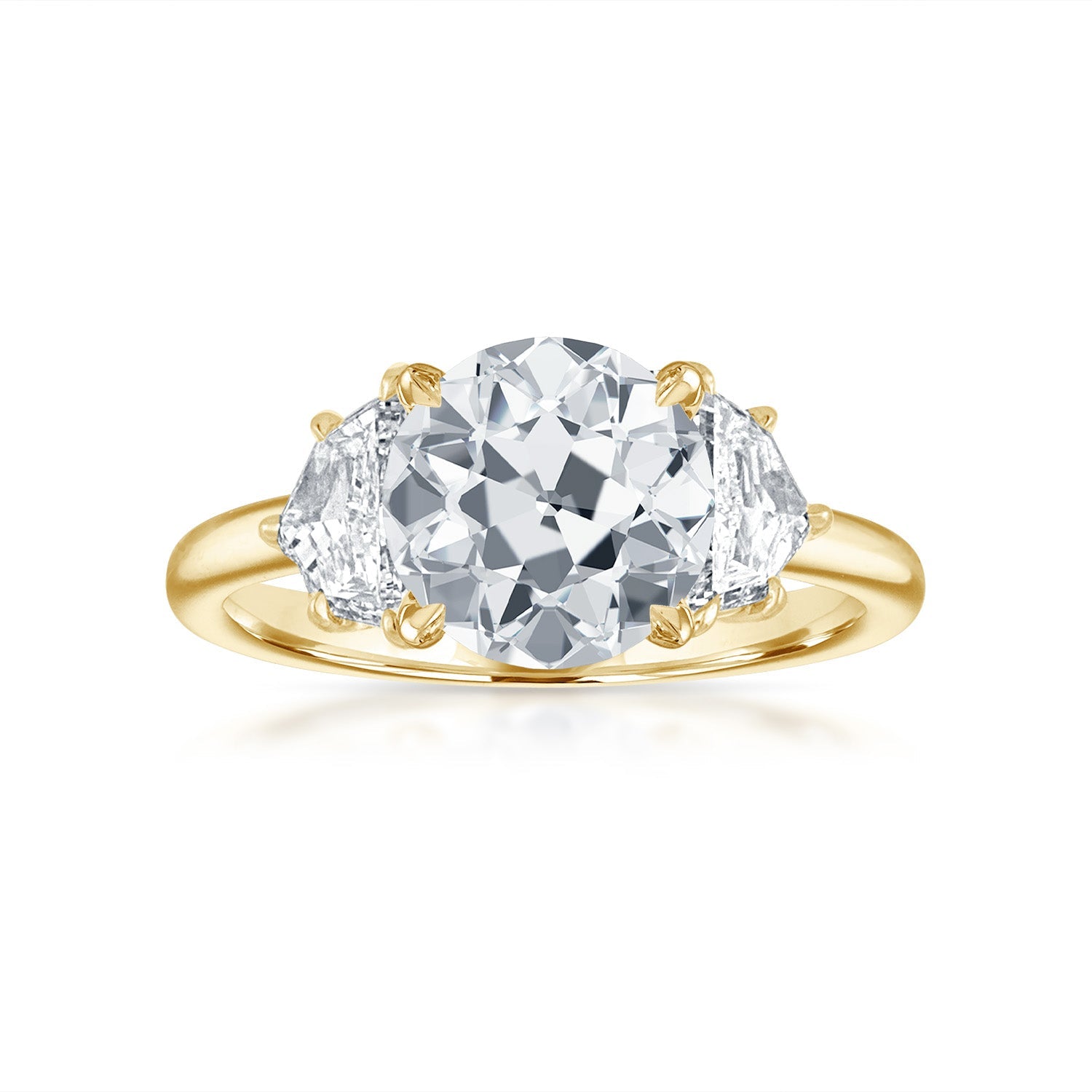 Antique with Epaulette Side Stone Engagement Ring in Yellow Gold