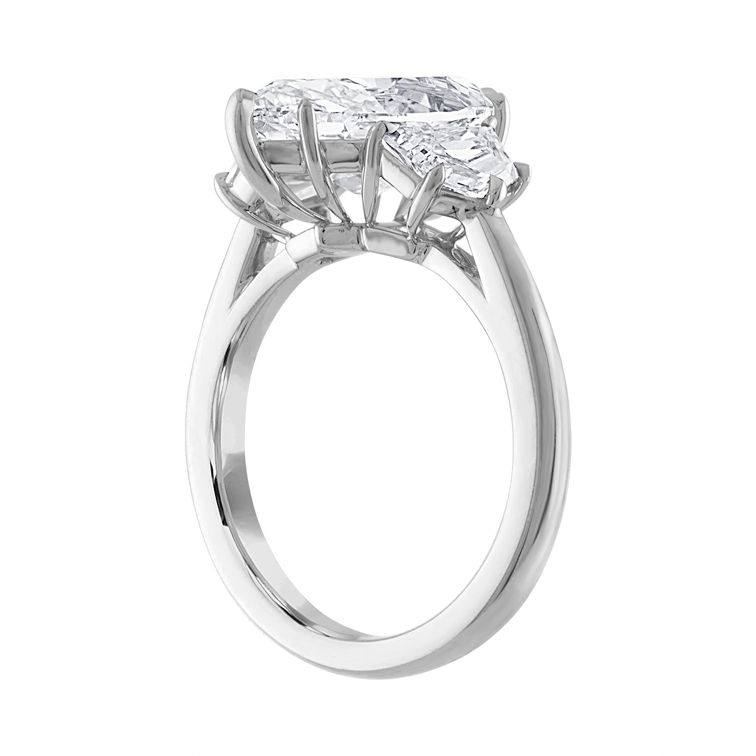Oval with Epaulette Side Stone Engagement Ring in Platinum