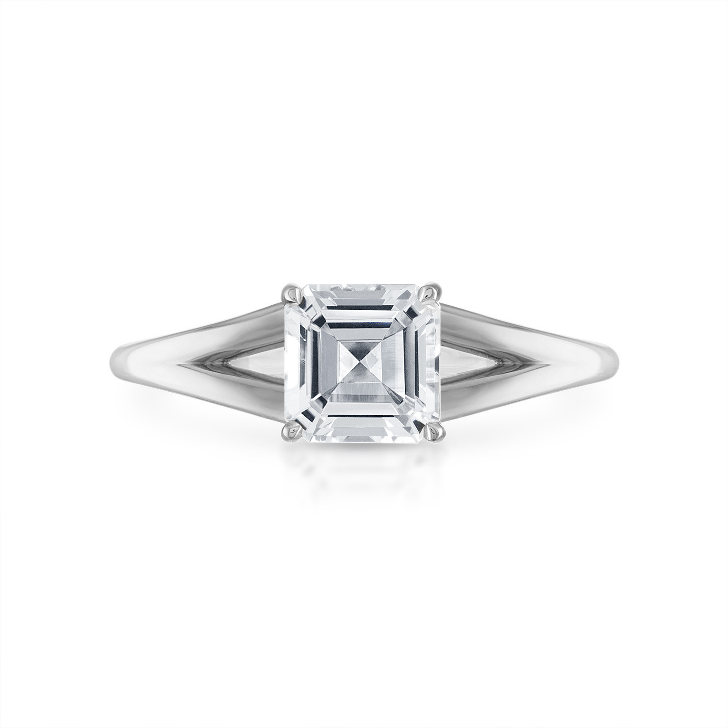Asscher Split Shank Engagement Ring in Platinum
