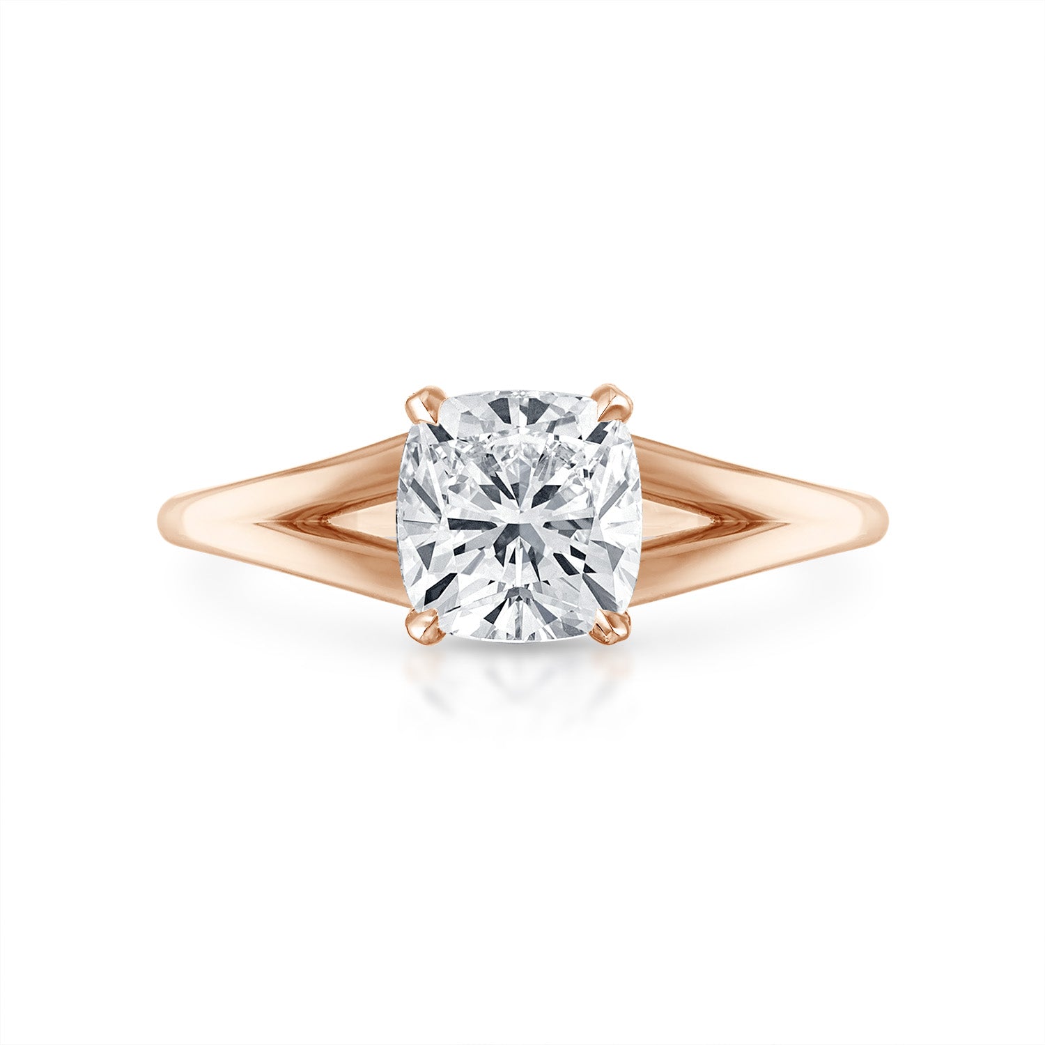 Cushion Split Shank Engagement Ring in Rose Gold