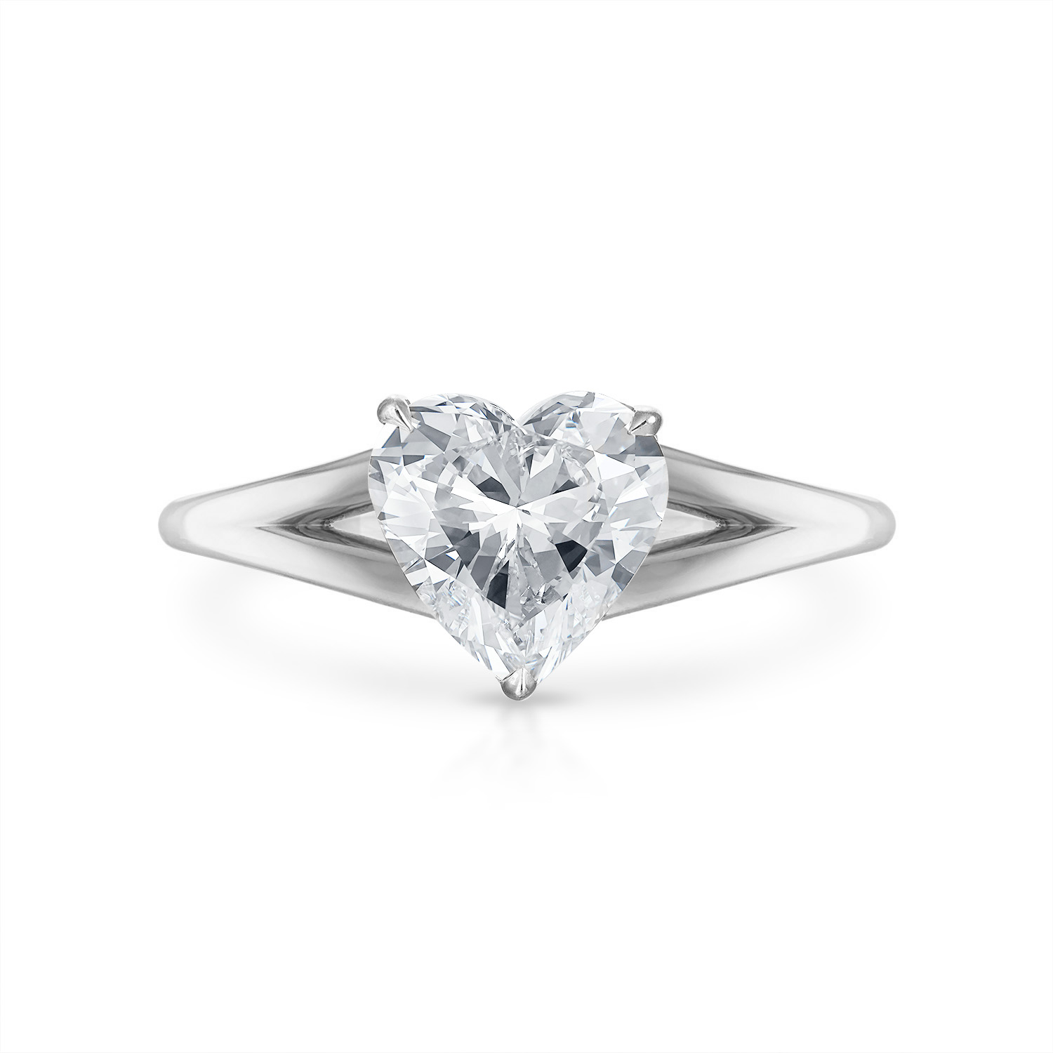 Heart Split Shank Engagement Ring in Platinum