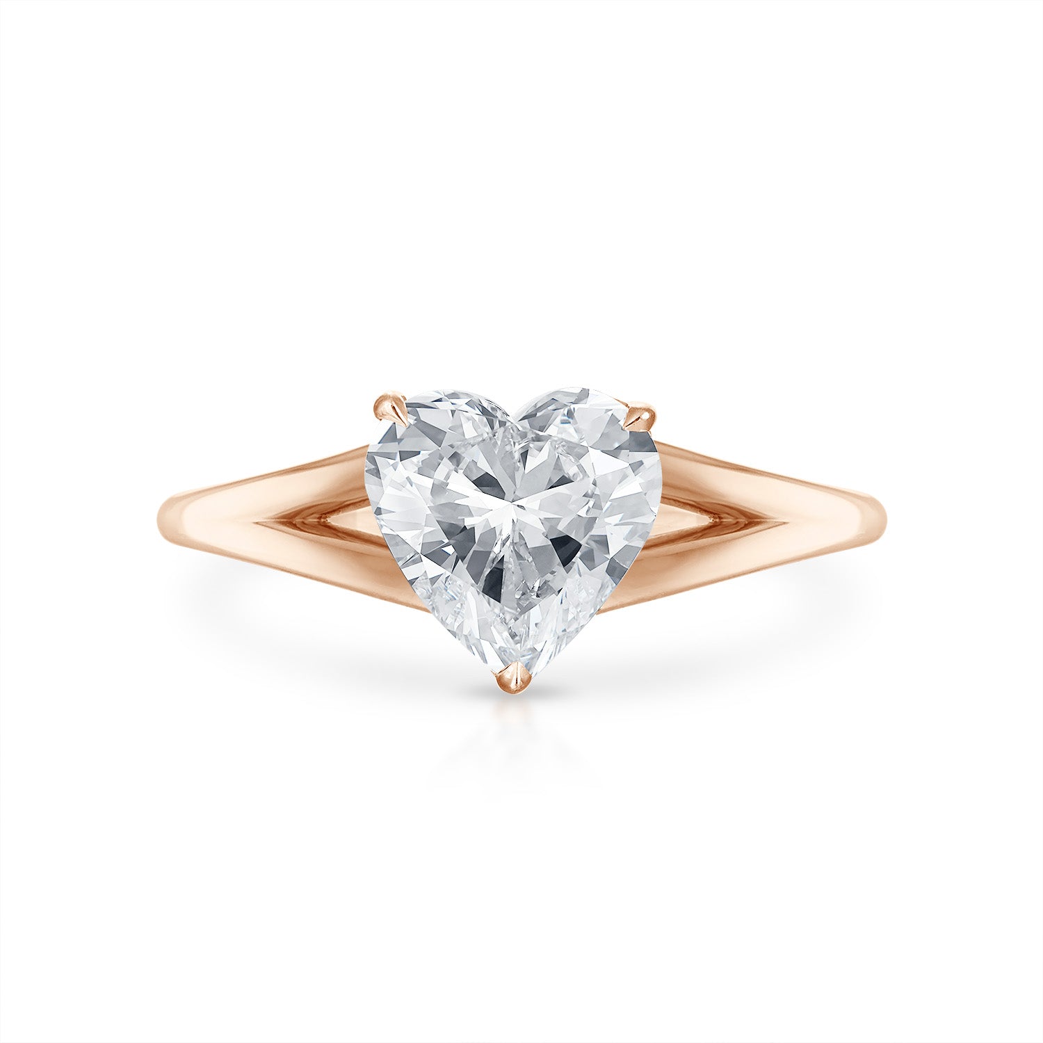 Heart Split Shank Engagement Ring in Rose Gold