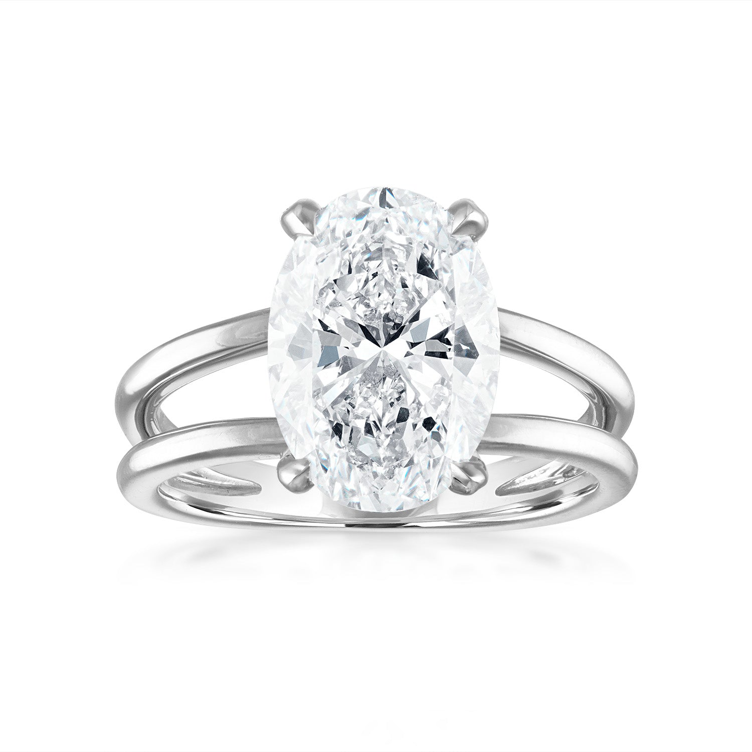 Oval Split Shank Engagement Ring in Platinum
