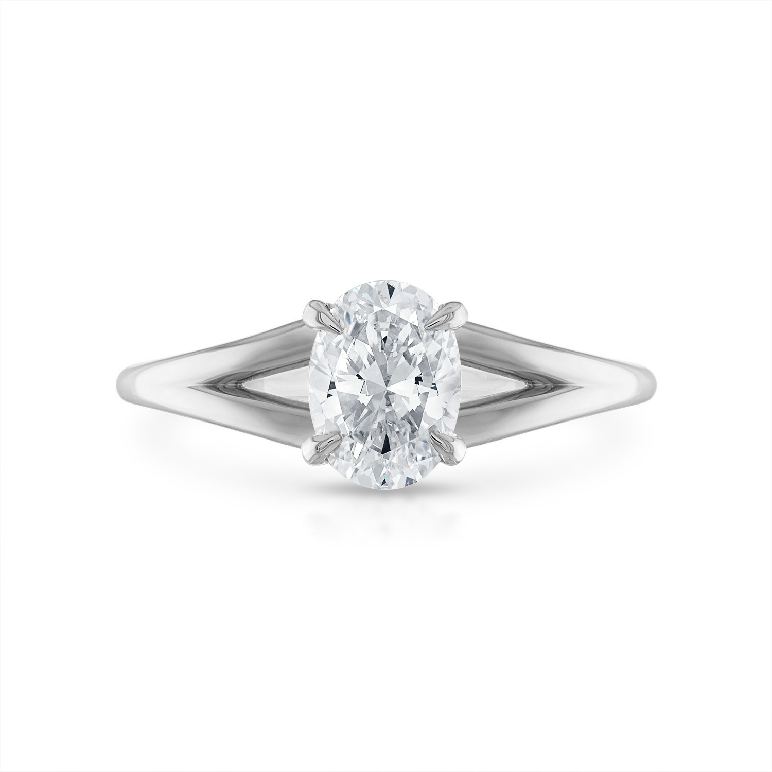 Oval Split Shank Engagement Ring in Platinum