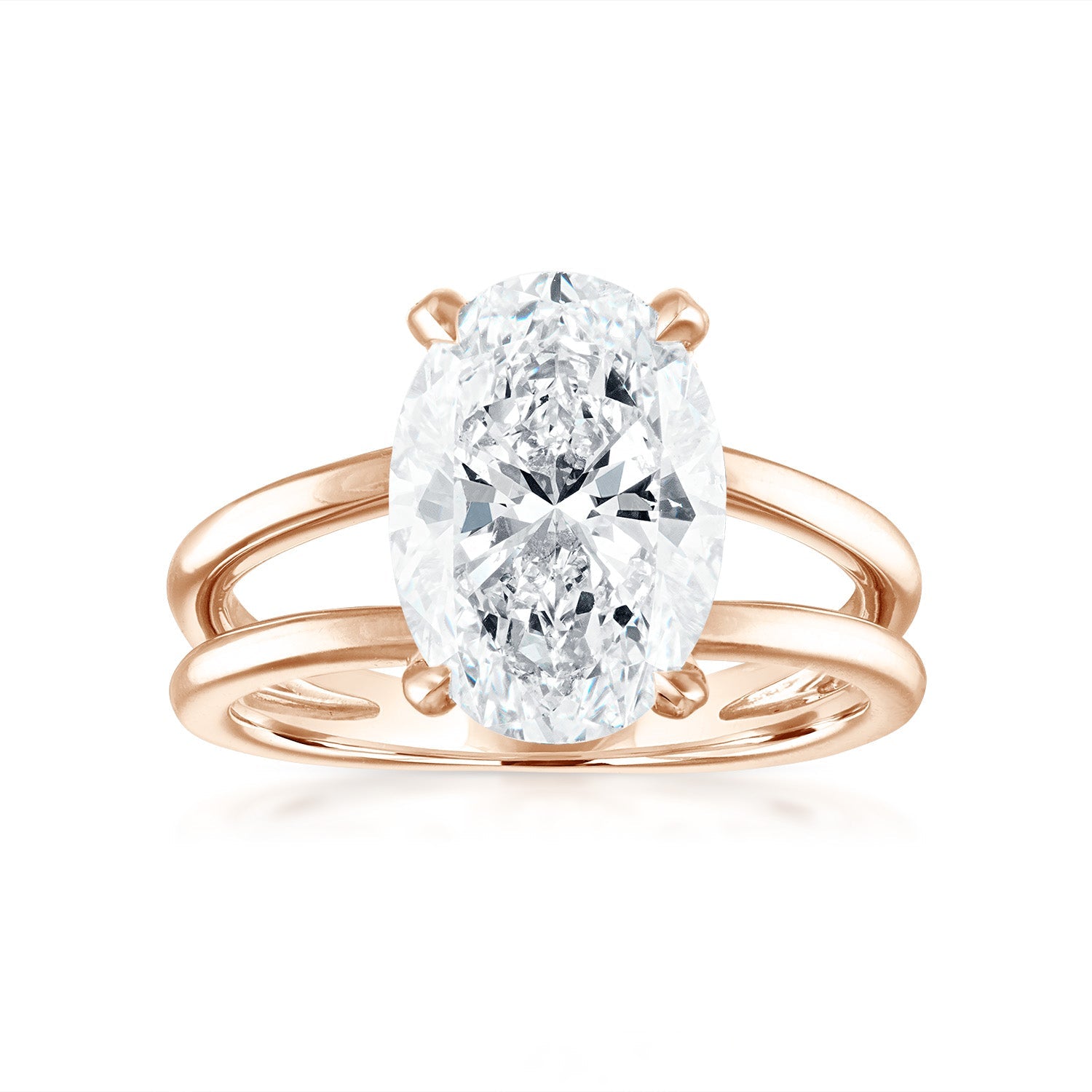 Gold Split Shank Engagement Ring 14K Rose Gold Oval