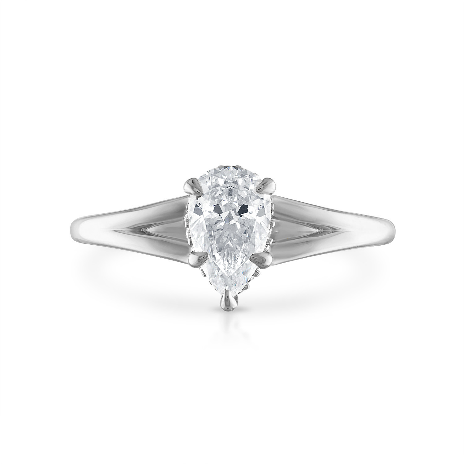 Pear Split Shank Engagement Ring in Platinum