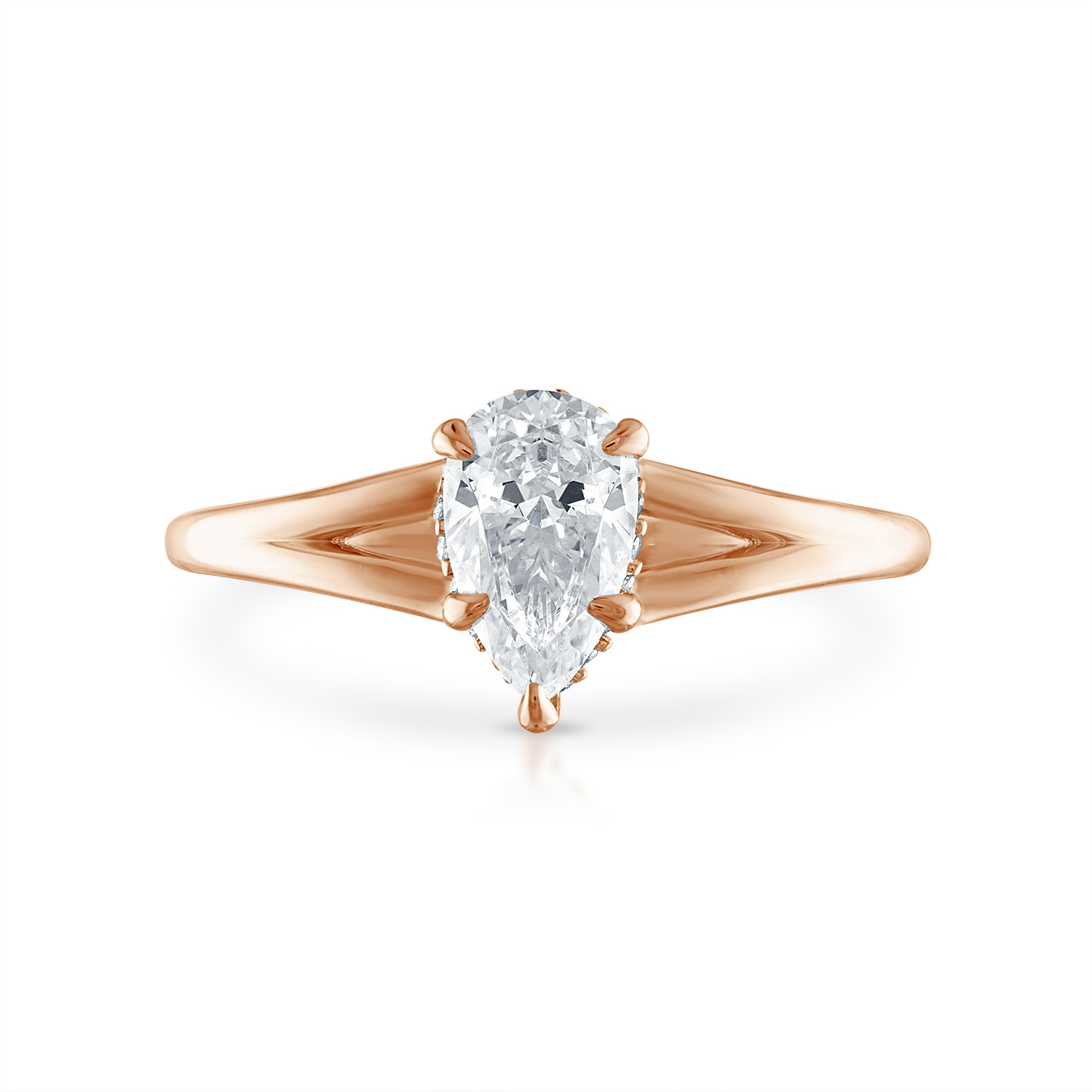 Pear Split Shank Engagement Ring in Rose Gold