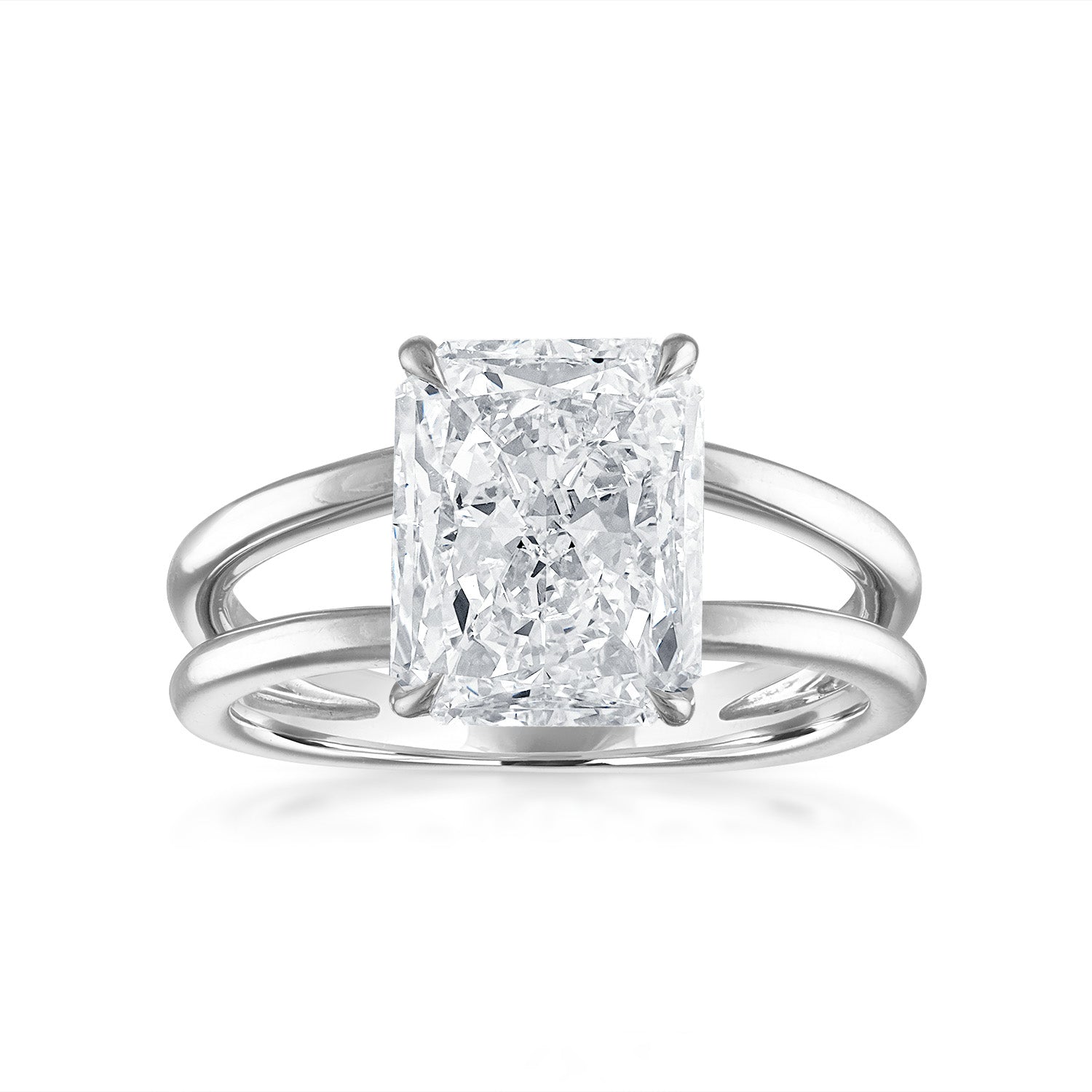 Gold Split Shank Engagement Ring Platinum Radiant
