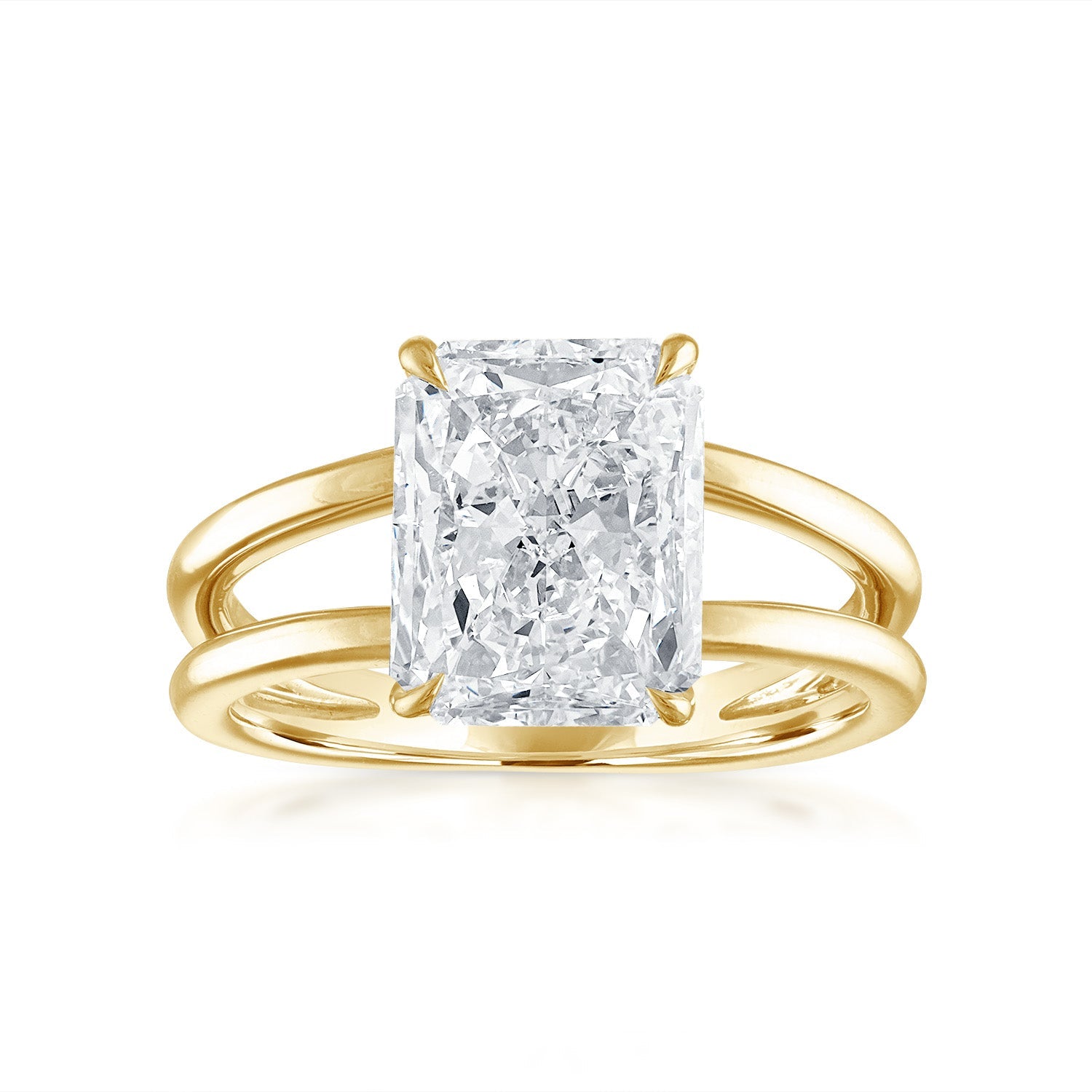 Gold Split Shank Engagement Ring 18K Yellow Gold Radiant