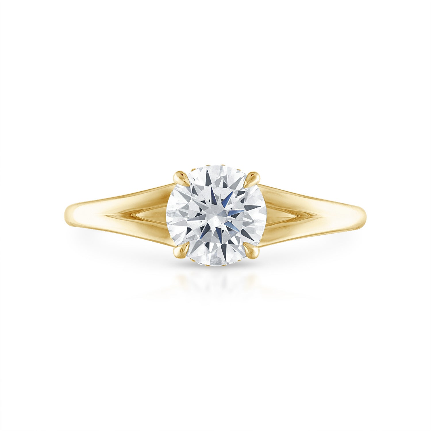 Round Split Shank Engagement Ring in Yellow Gold