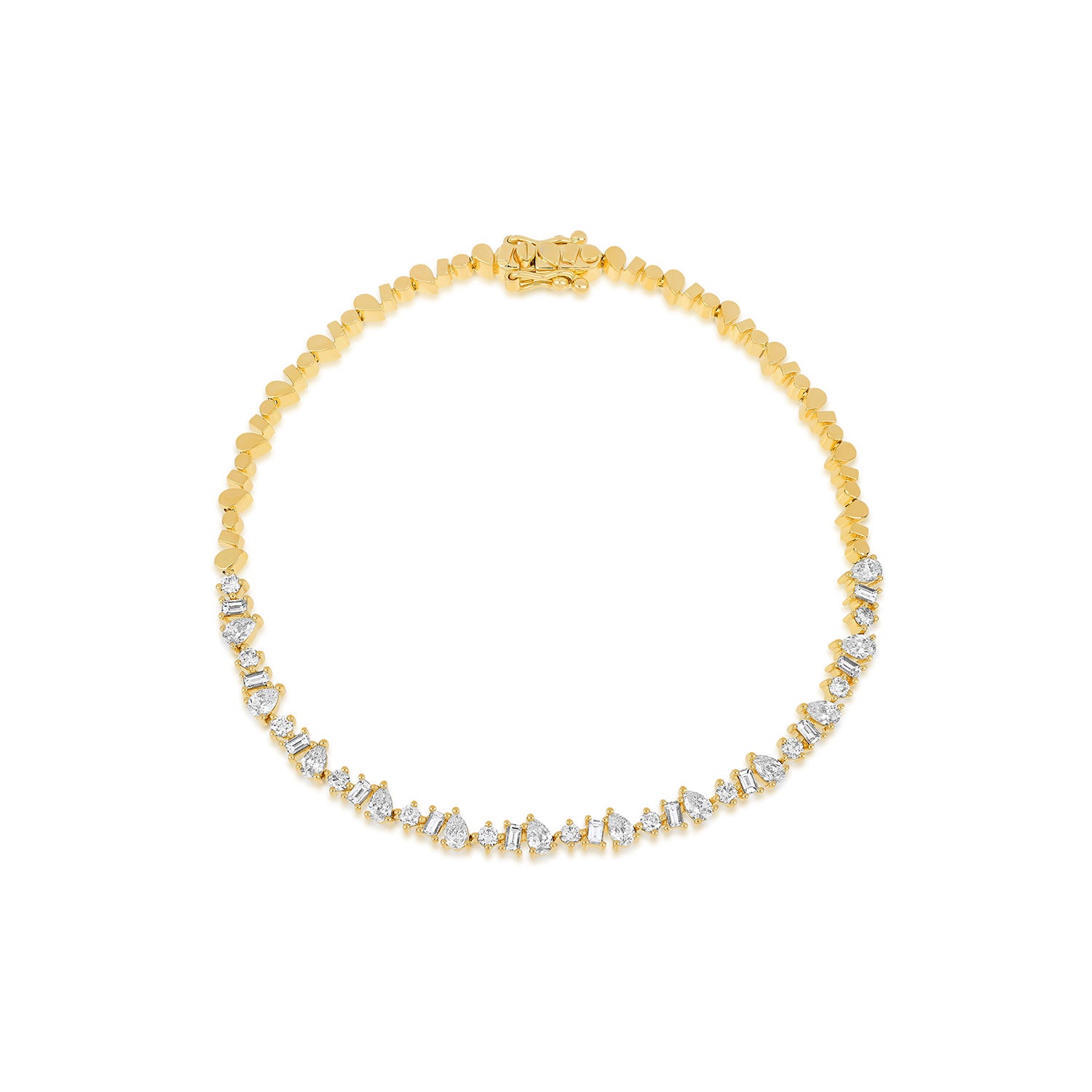 Yellow Gold Multi Faceted Diamond Eternity Bracelet