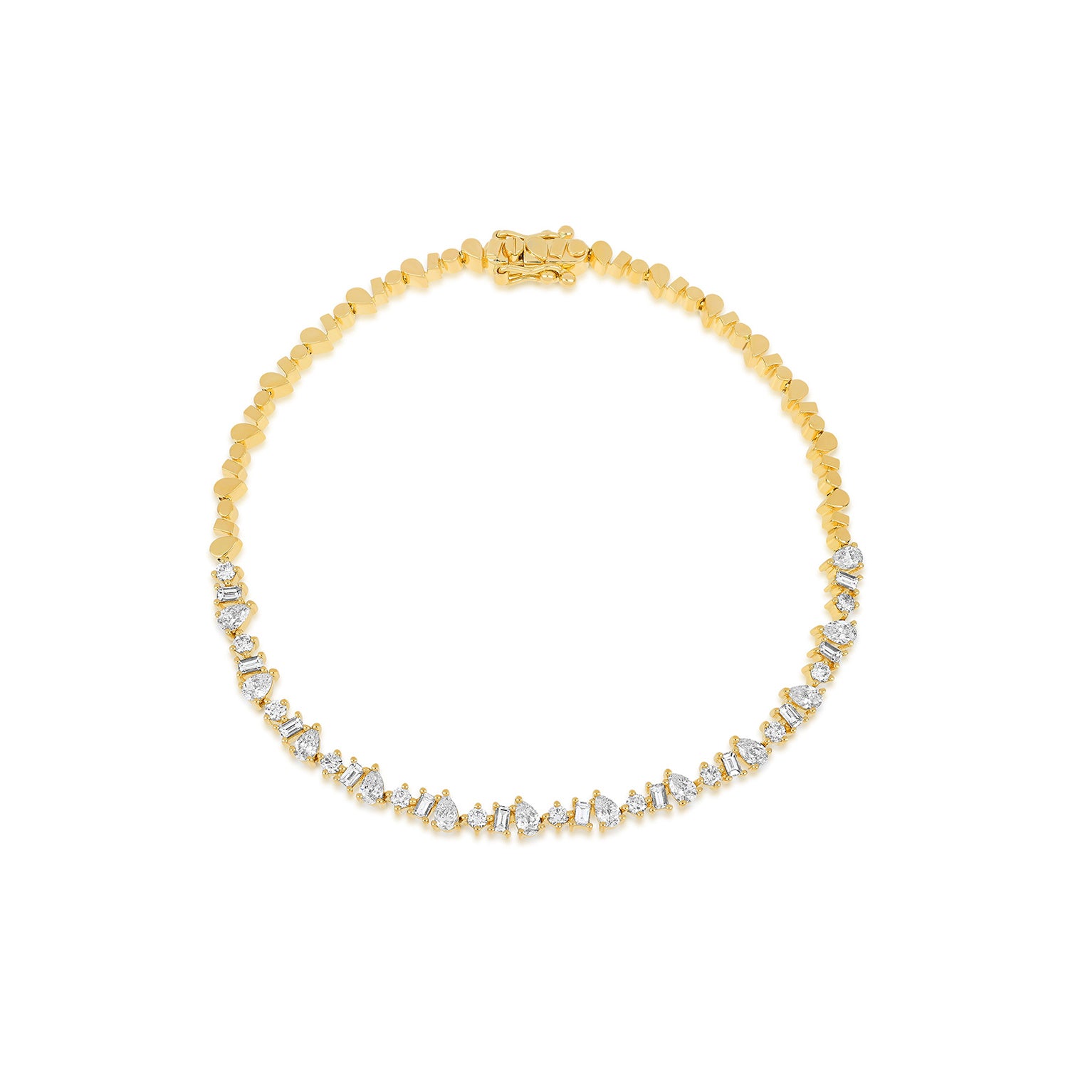Yellow Gold Multi Faceted Diamond Eternity Bracelet