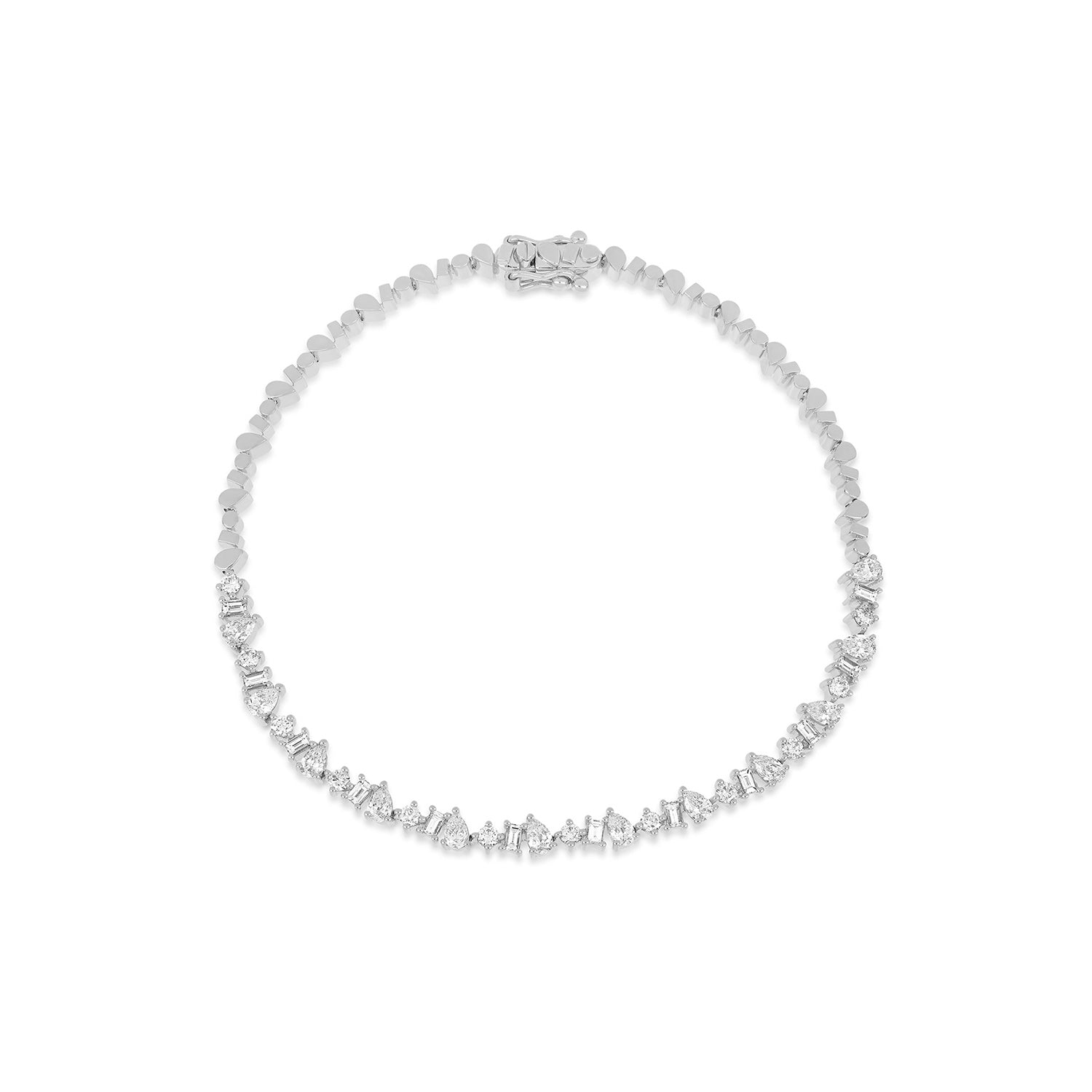 White Gold Multi Faceted Diamond Eternity Bracelet