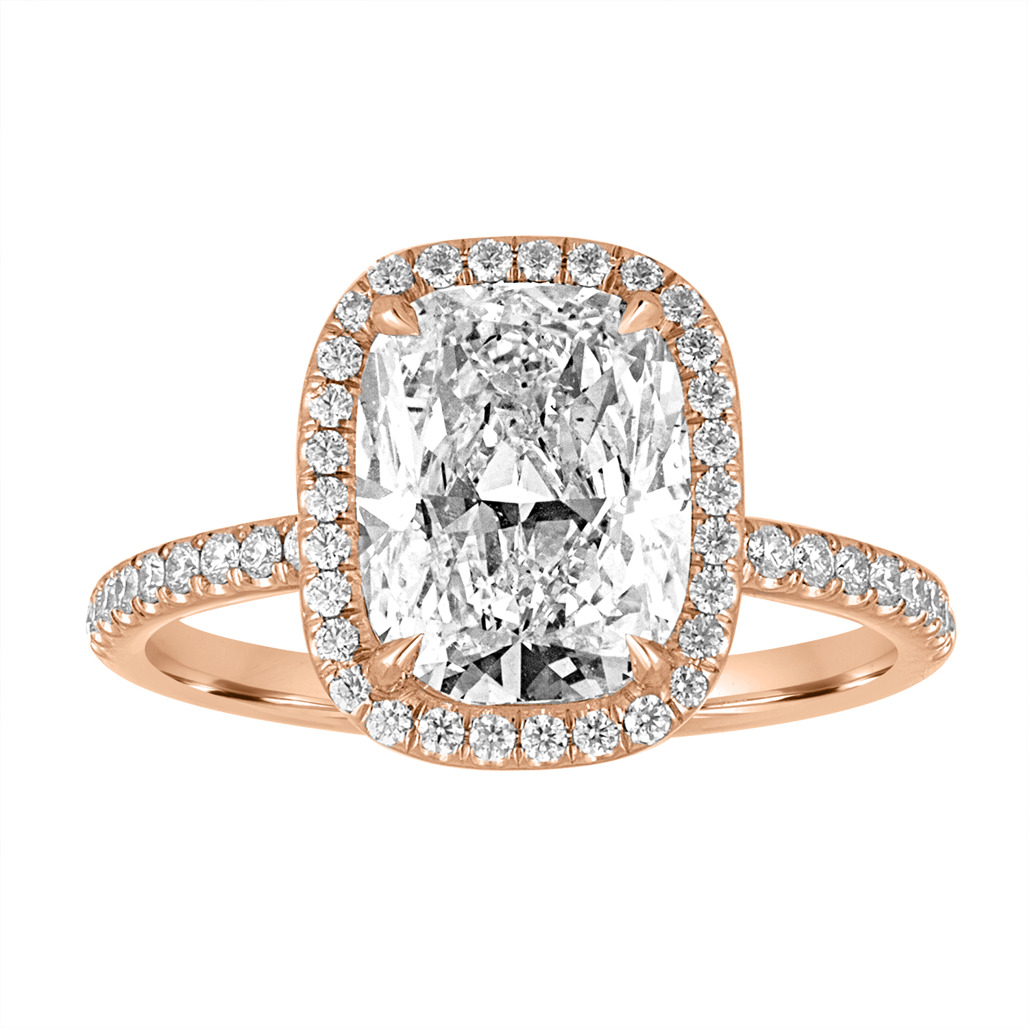 Cushion Halo Engagement Ring in Rose Gold