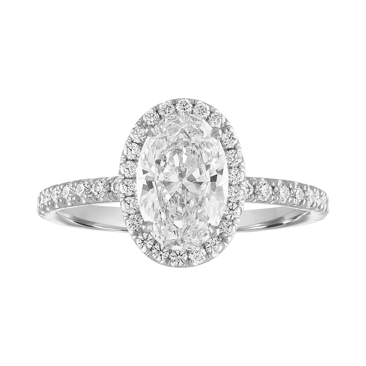 Oval Halo Engagement Ring in Platinum