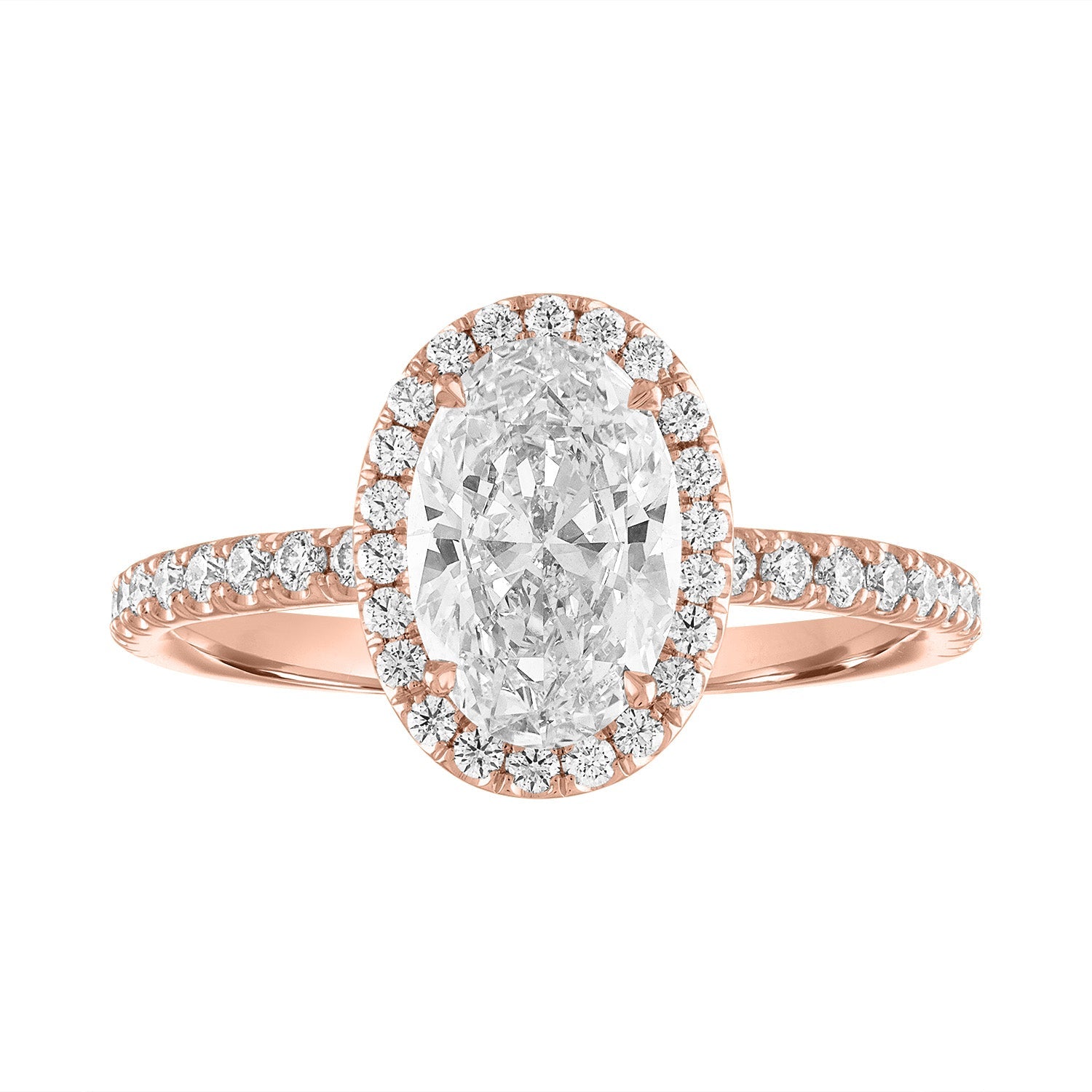 Halo Engagement Ring 14K Rose Gold Oval