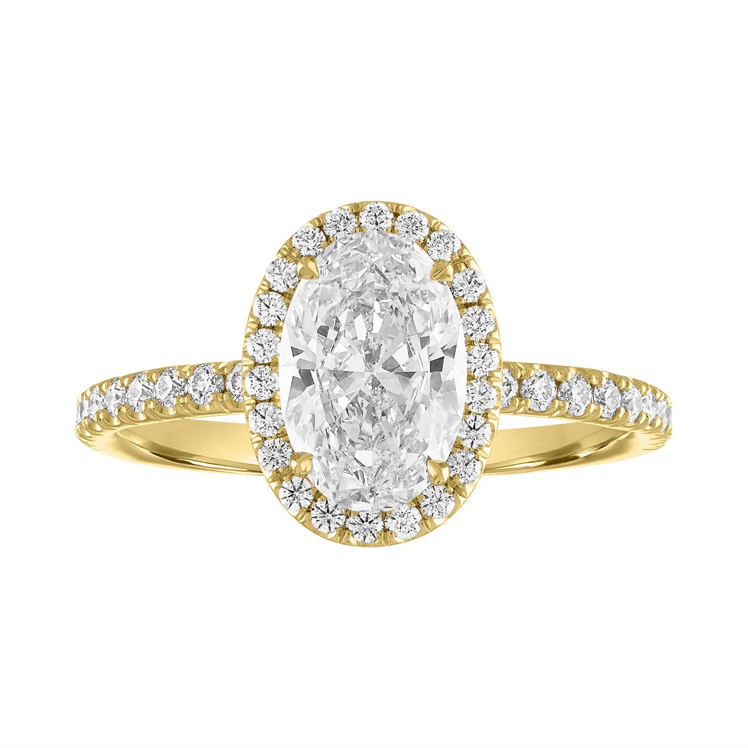Halo Engagement Ring 18K Yellow Gold Oval