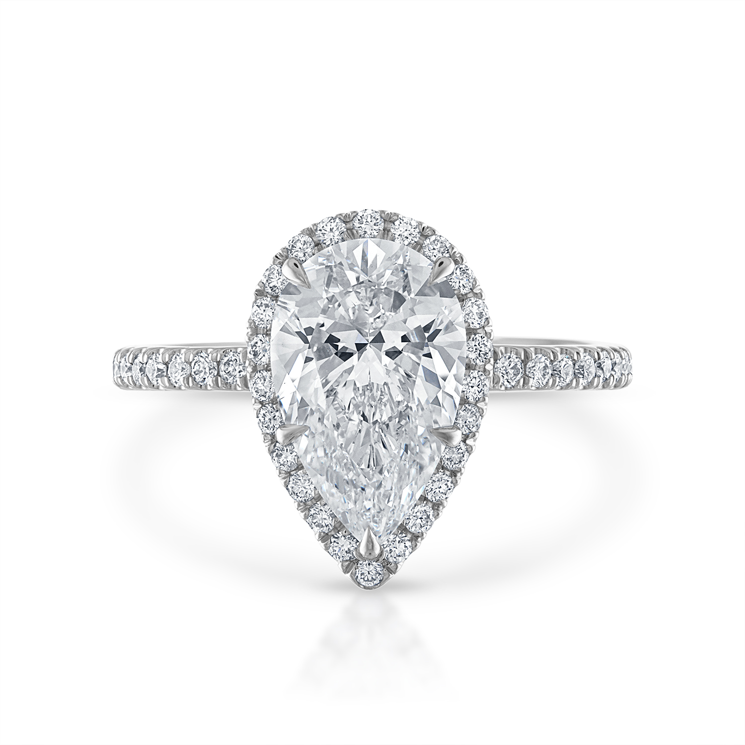 Pear Halo Engagement Ring in Platinum