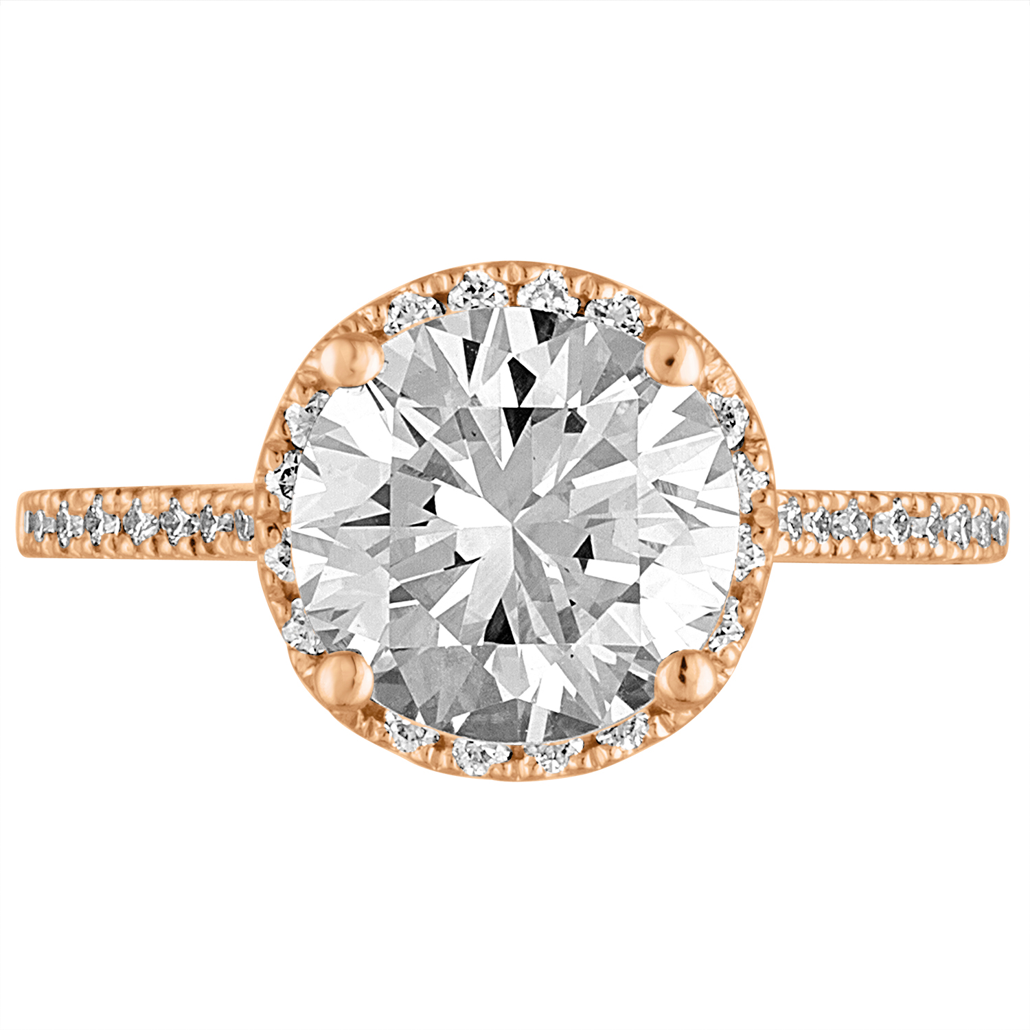 Halo Engagement Ring 14K Rose Gold Round