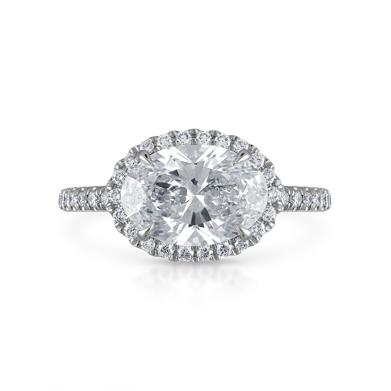 Halo Engagement Ring Platinum Sideways Oval