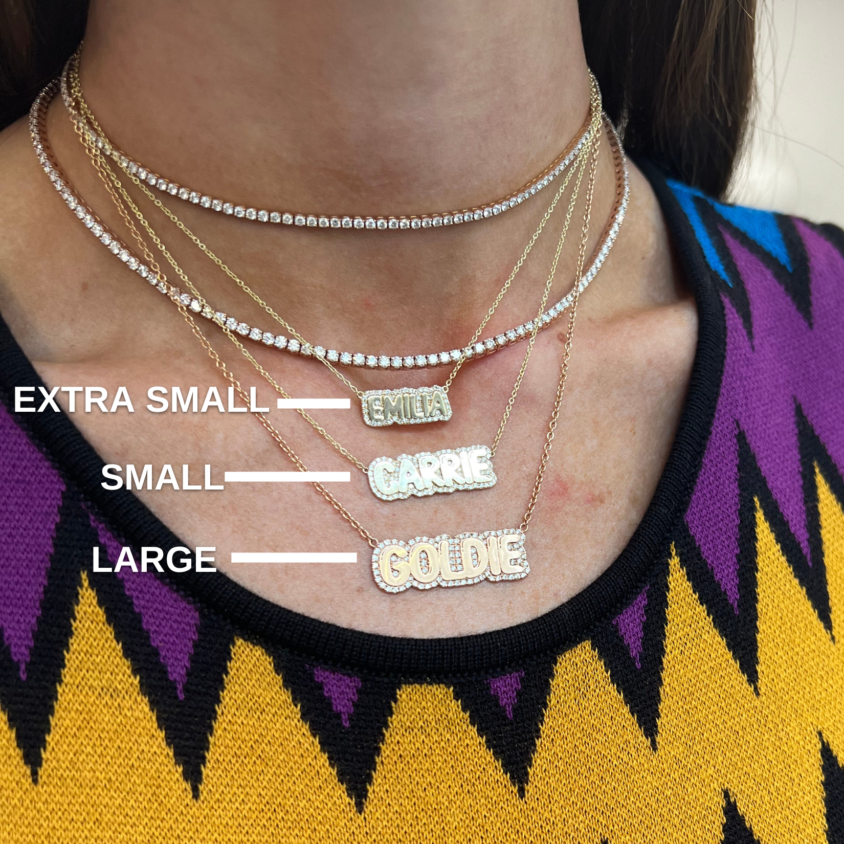 Extra Small Bubble with Pave Outline Necklace